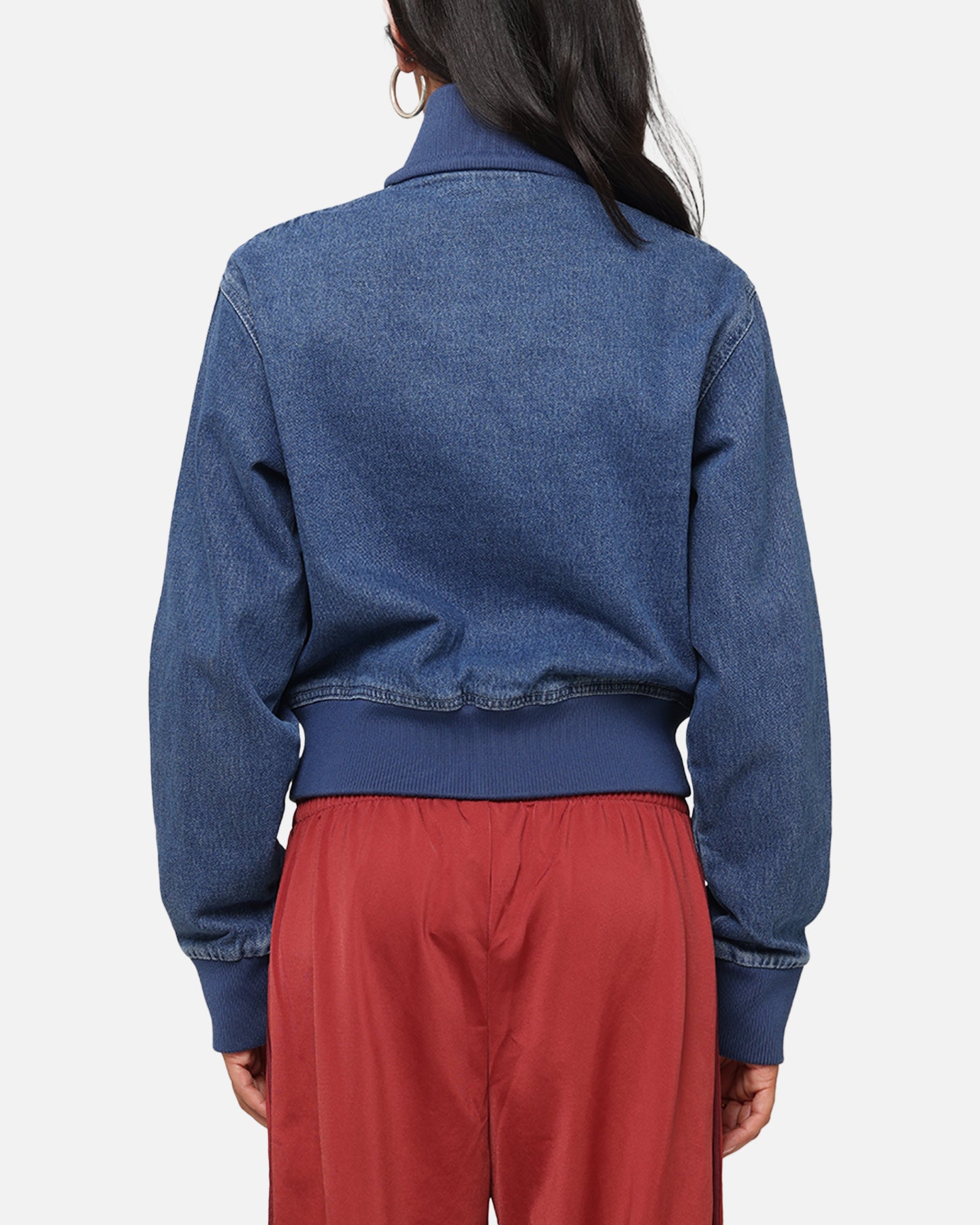 Adidas Women's Denim Track Jacket - Indigo Blue Lightweight Casual Athletic Hoodie for Running, Gym & Streetwear Fashion