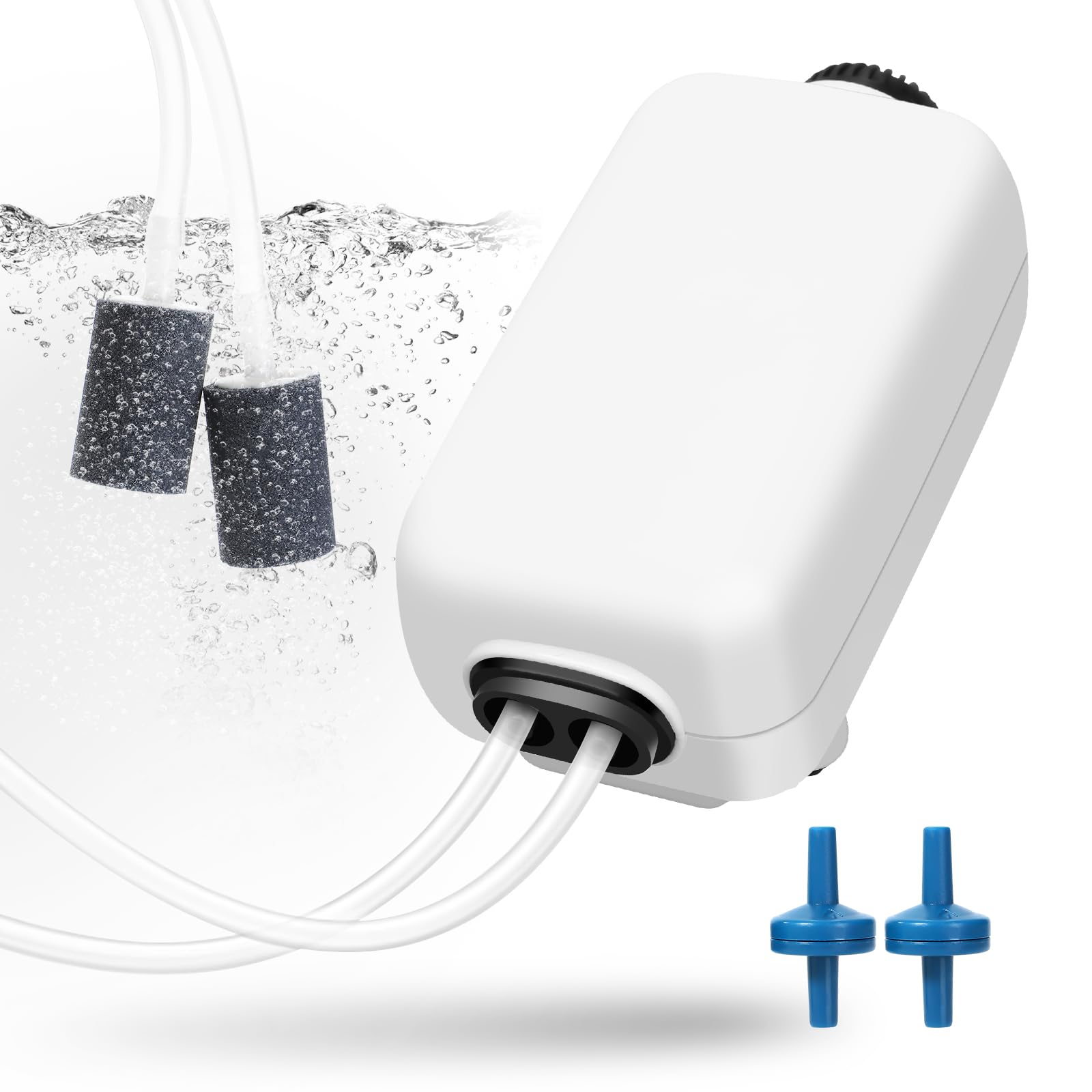 AQUANEAT 100 Gallon Aquarium Air Pump - Adjustable Dual Outlet Hydroponic Oxygen Aerator with Air Stones & Tubing for Fish Tanks, Hydroponics | Quiet Operation for Home & Office Aquariums