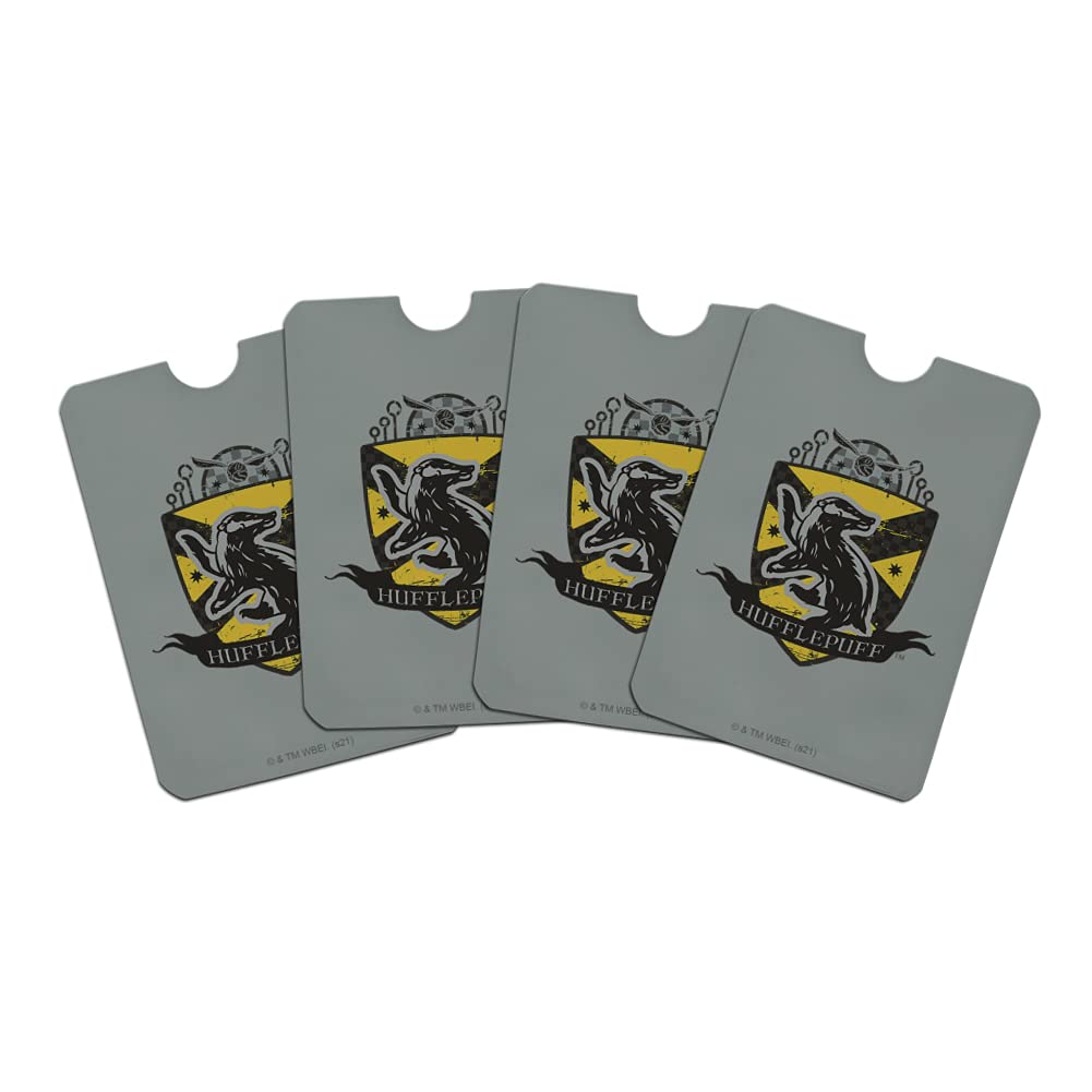 Harry Potter Hufflepuff Quidditch Shield RFID Blocking Credit Card Holder - Set of 4 Wallet Protectors for Contactless Security | Perfect for Travel, Shopping & Magic Themed Gift Giving