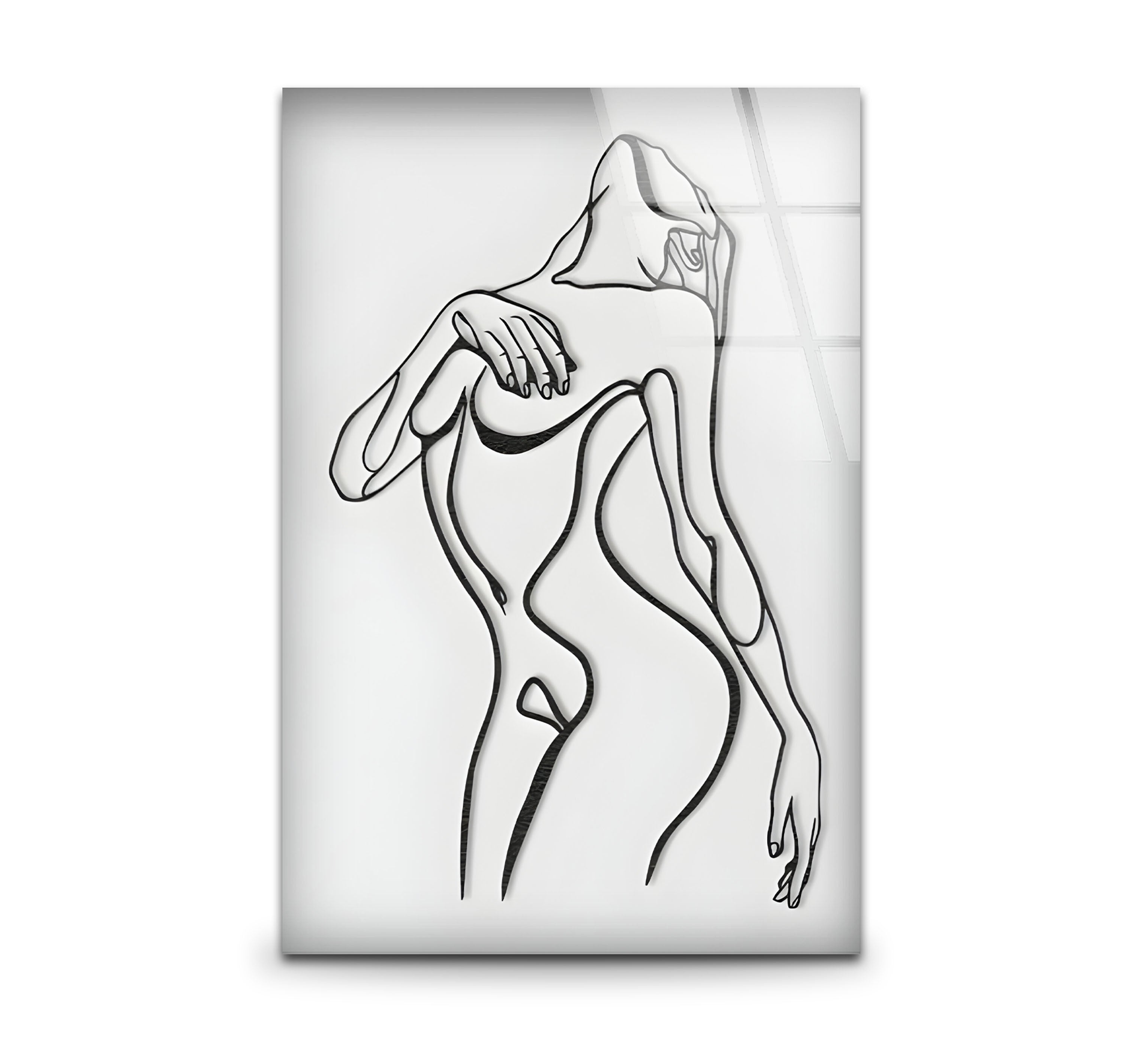 Black and White Sensual Female Body Glass Wall Art - Elegant Home Decor for Living Room, Bedroom, or Office