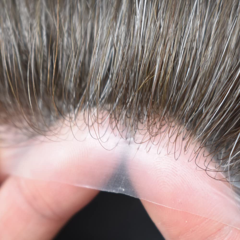 Men's Toupee Hair System - Full Clear PU Base European Human Hair Replacement | Easy Attach Hairpiece for Thinning Hair & Baldness | Perfect for Daily Wear, Special Occasions & Confidence Boost