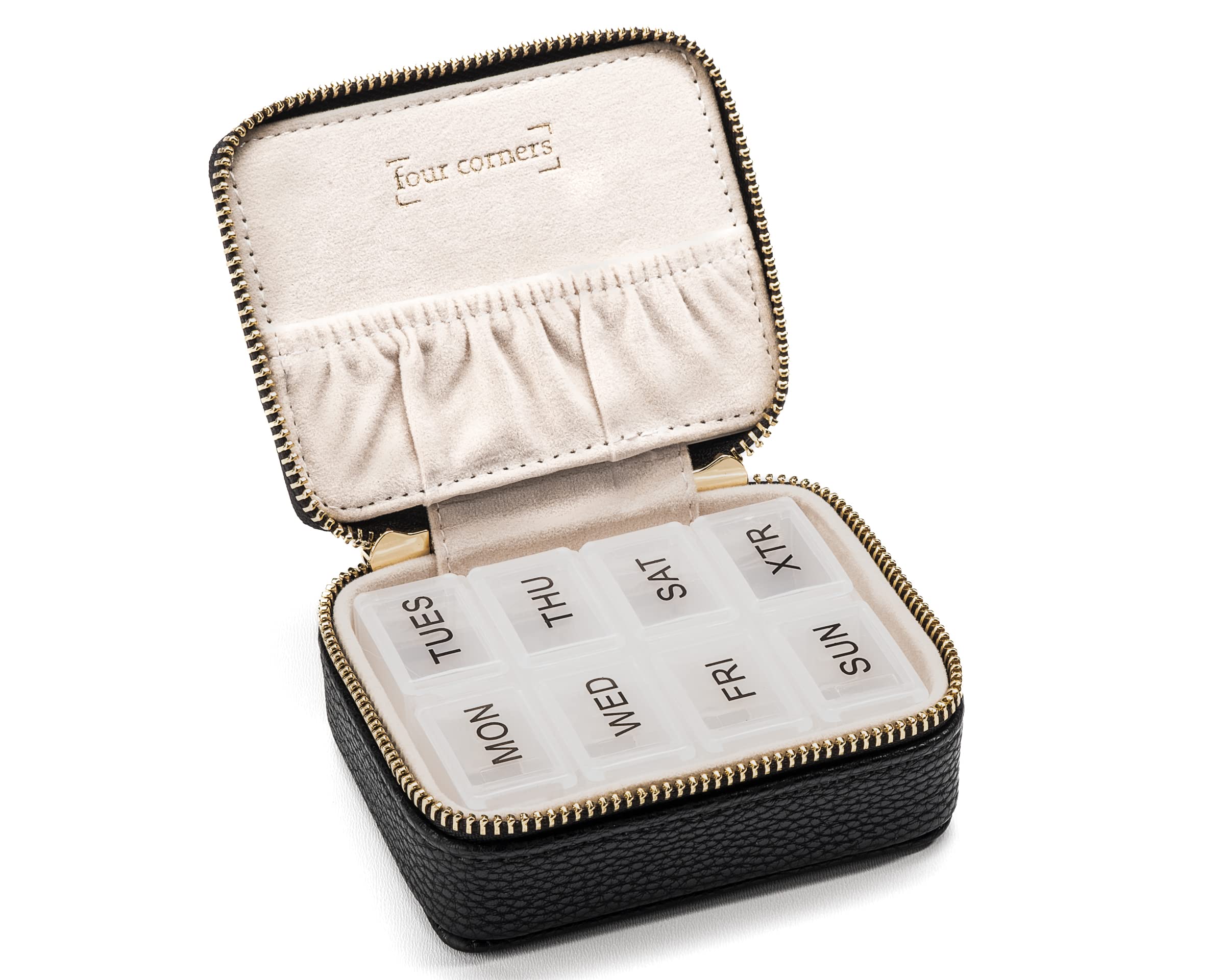 Portable Weekly Pill Organizer - Vegan Leather Travel Pill Case with 7 Compartments | Compact Pocket Pharmacy for Vitamins & Medication | Perfect Travel Accessory for Business Trips & Vacation Essentials