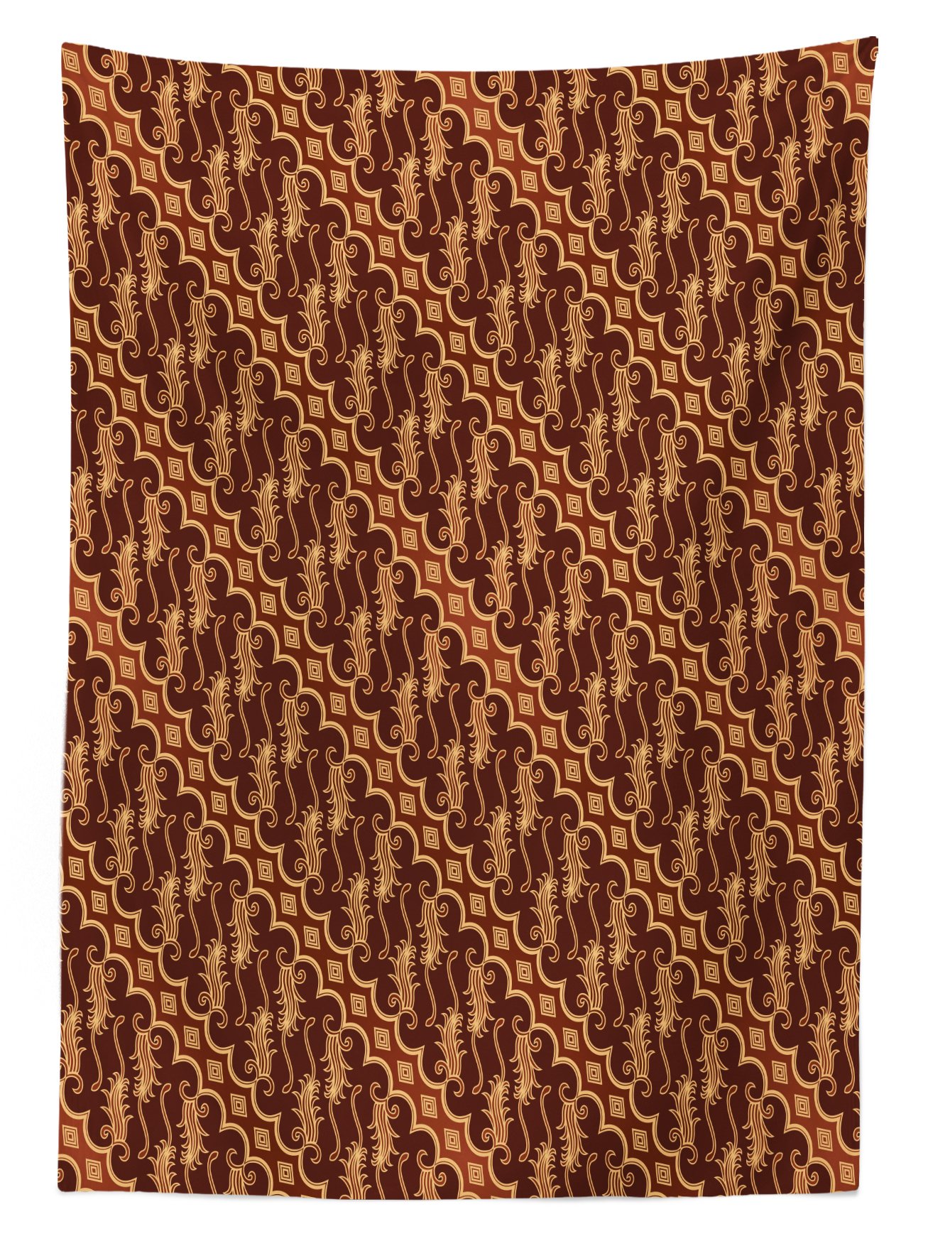 Ambesonne Brown Outdoor Tablecloth - Batik Parang Barong Diagonal Pattern Indonesian Art Design, Washable Picnic Table Cover 58x104 Inches, Brown Apricot Caramel - Perfect for Outdoor Dining, BBQs, Garden Parties & Picnics