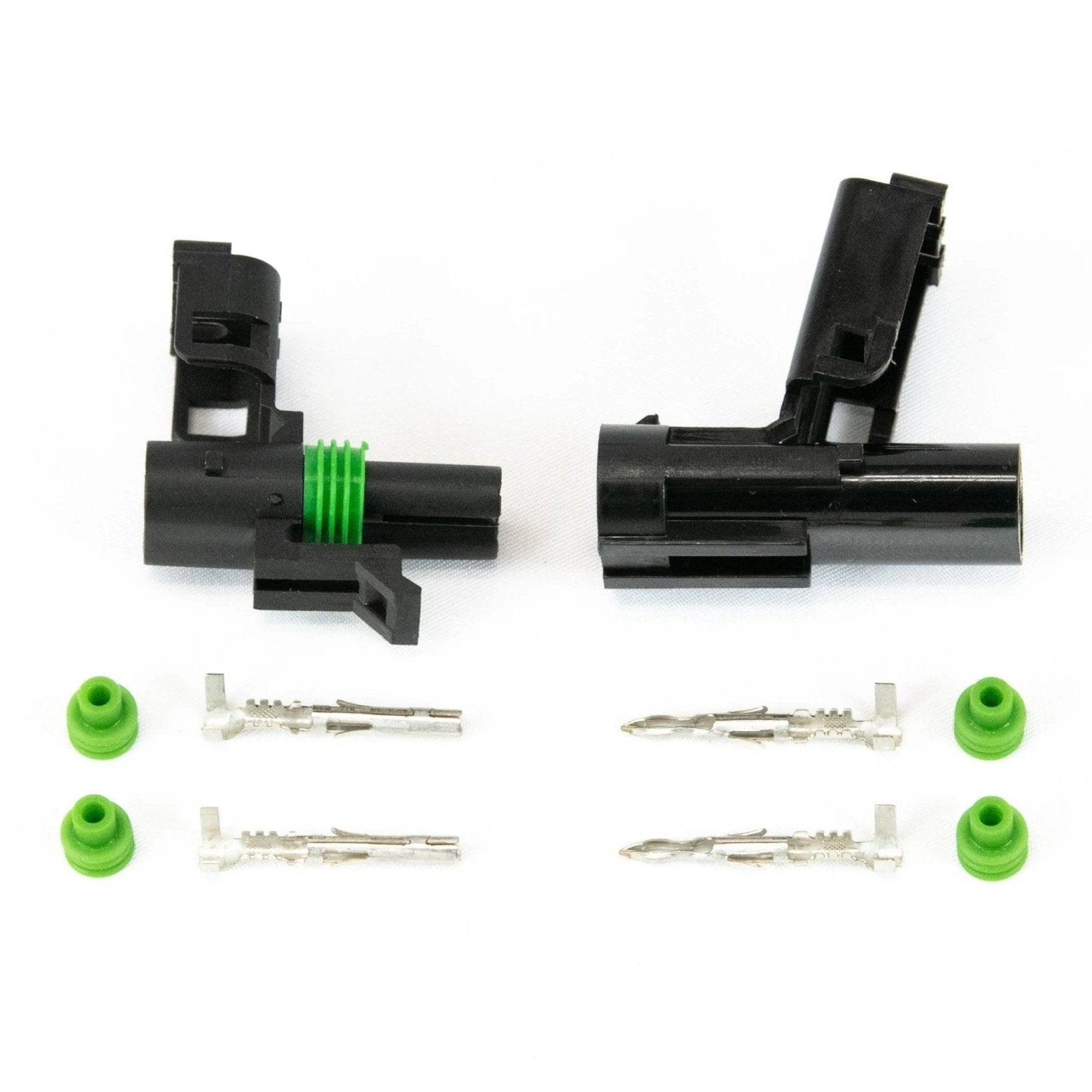 2 Pin Weatherproof Connector Set - Male & Female (151007) - Ideal for Automotive, Marine, and Outdoor Electrical Wiring Applications