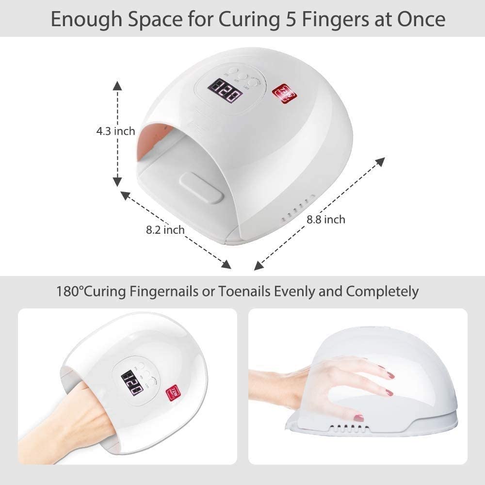 72W Professional UV LED Nail Lamp for Gel Polish - 36 LED Nail Dryer with 3 Timer Settings, Pink Manicure Light for Women & Girls | Perfect for Home Salon, Valentine's Gift & Nail Art Enthusiasts