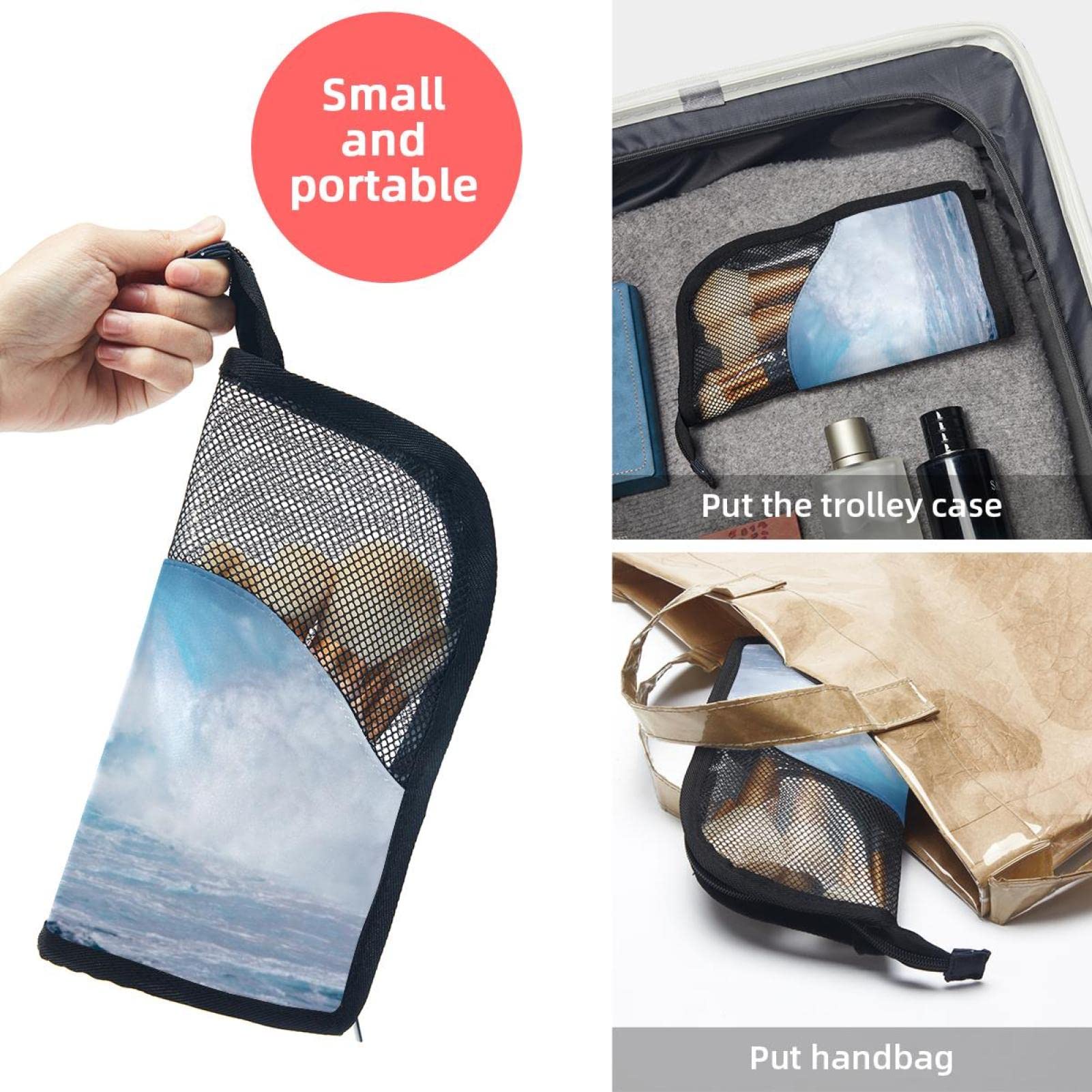 12-Piece Makeup Brush Organizer Bag with Ocean Wave Design - Portable Travel Cosmetic Brush Holder Case for Makeup Artists & Beauty Enthusiasts - Perfect for Travel, Home, and Professional Use
