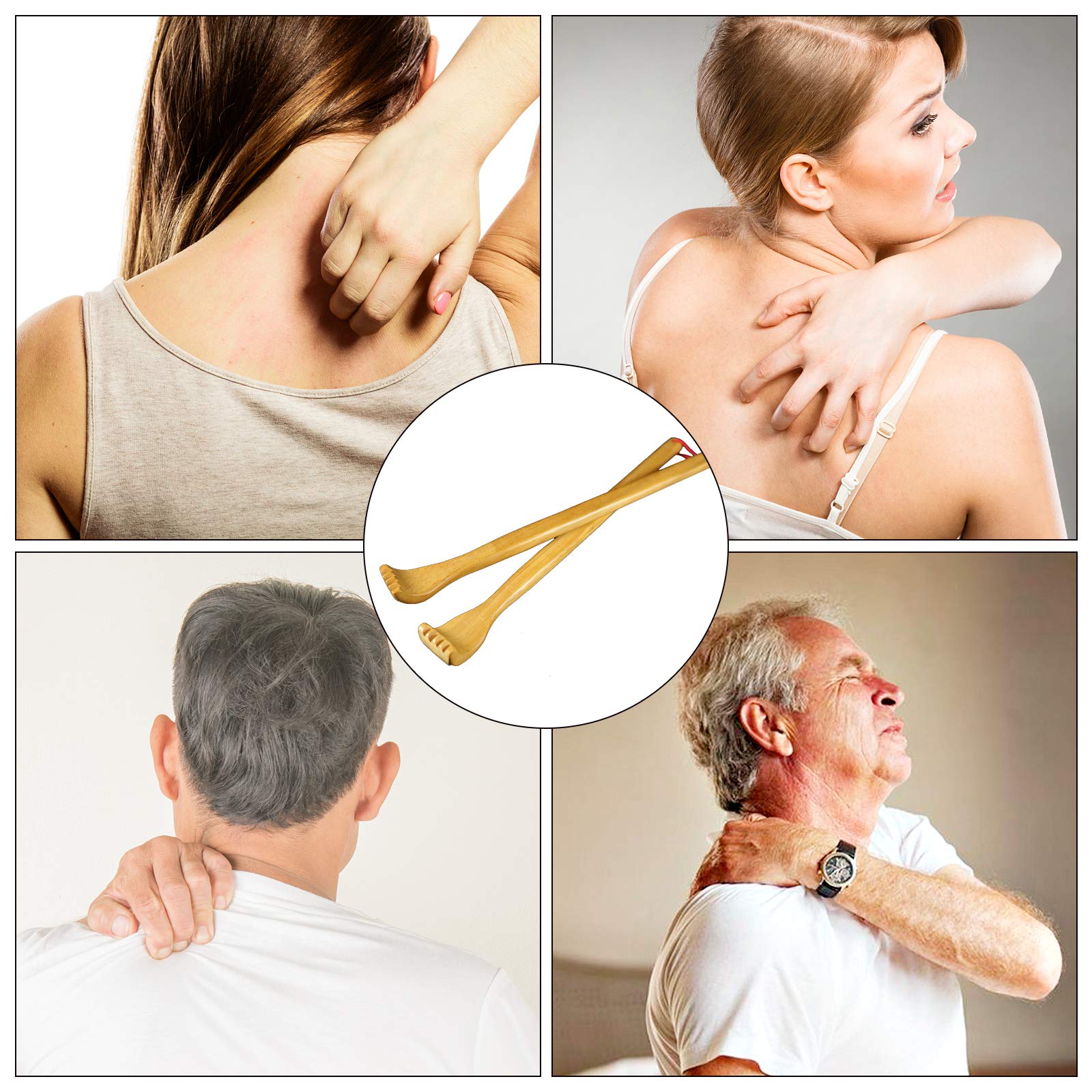 VEGCOO 2-Pack Wooden Back Scratcher & Massager - Extra Long Body Itch Relief Tool for Relaxation | Perfect for Home, Office, Travel & Gift Giving