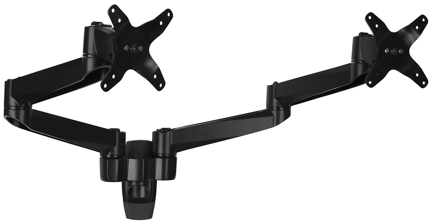 Mount-It! Premium Dual Monitor Wall Mount Arms - Adjustable Tilt & Swivel VESA Mount for 13-27 Inch Screens (75x75/100x100mm) - Heavy Duty Black Monitor Stand for Home Office & Gaming Setup