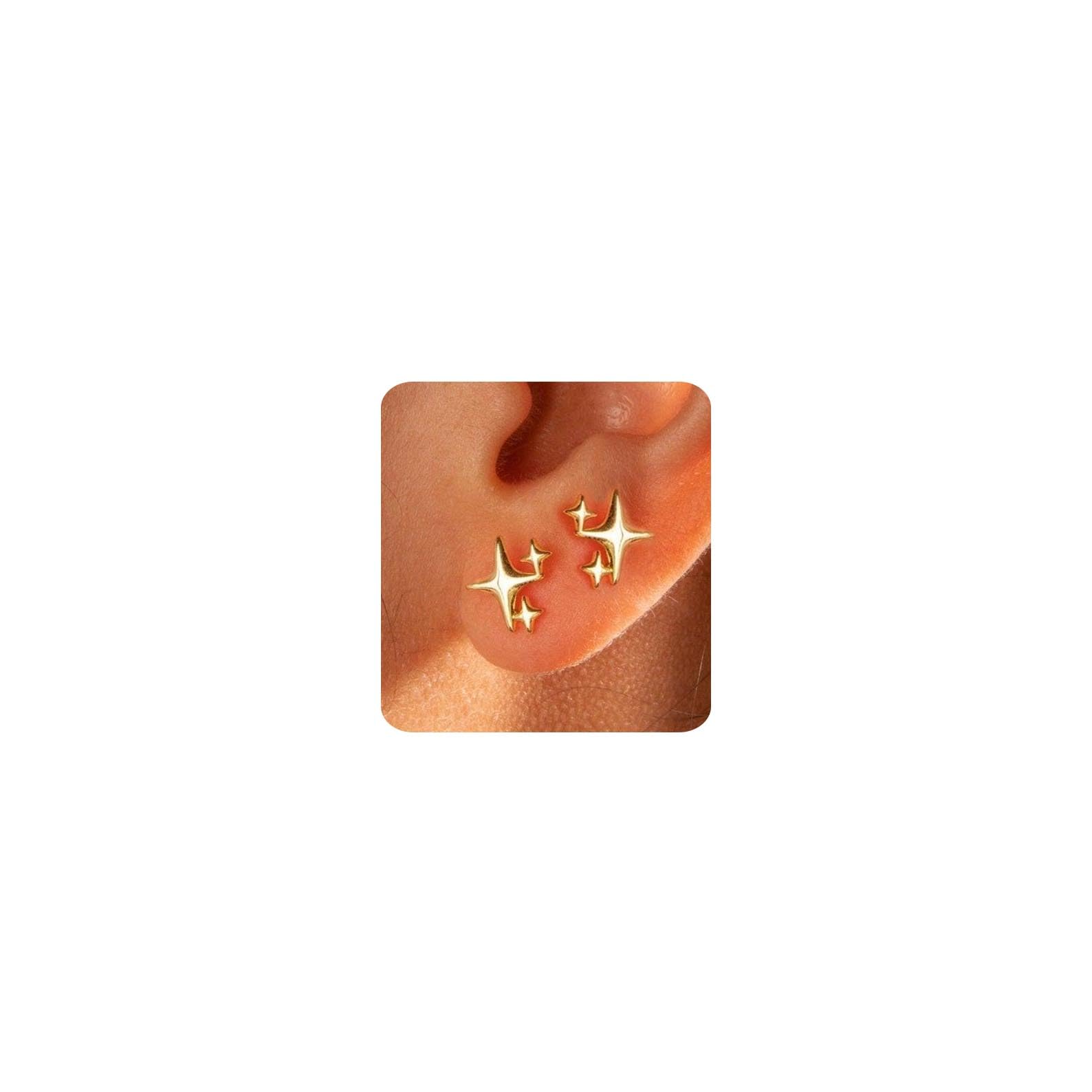 14K Gold Plated Star Stud Earrings for Women - Hypoallergenic Dainty Minimalist Jewelry - Perfect Gift for Her, Birthday, Anniversary & Everyday Wear