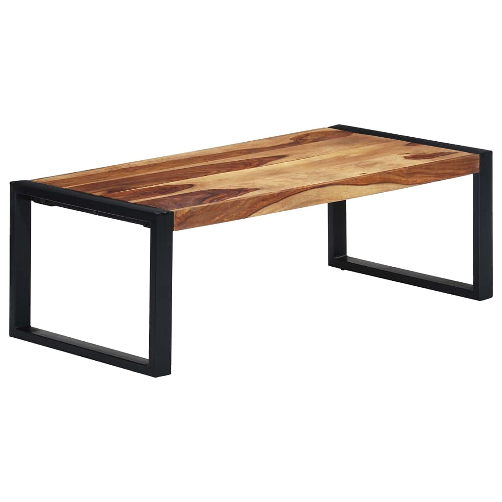 Solid Sheesham Wood Coffee Table with Metal Frame - 43.3