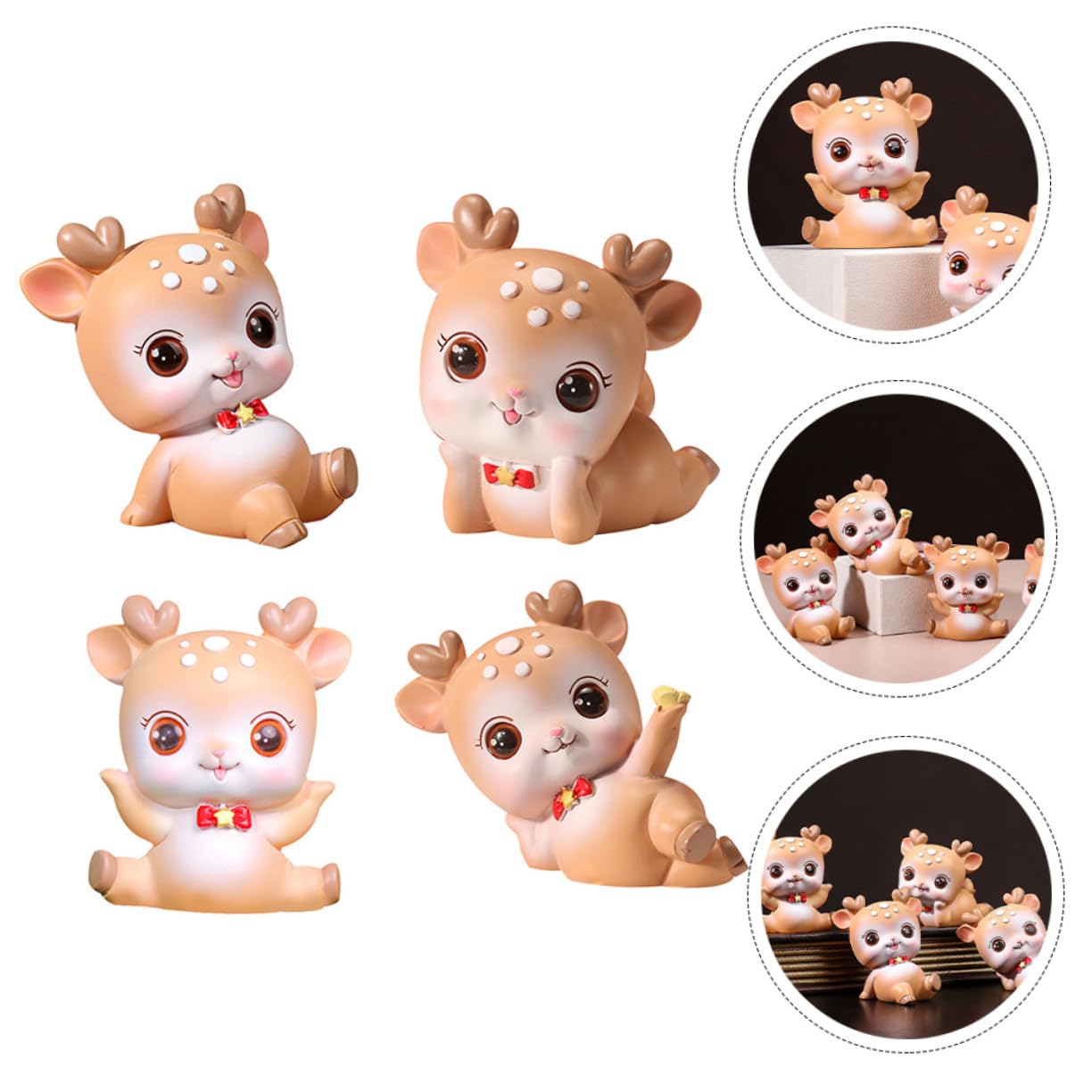 Balacoo 8-Piece Cute Deer Figurine Set - Brown Resin Animal Toys for Kids, Children's Room Decor, Educational Number Learning Toys | Perfect for Nursery Decor, Birthday Gifts & Playroom Display