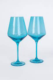 Elegant Estelle Colored Glass Wine Glasses Set of 2 - Perfect for Dinner Parties, Romantic Dates & Home Entertaining