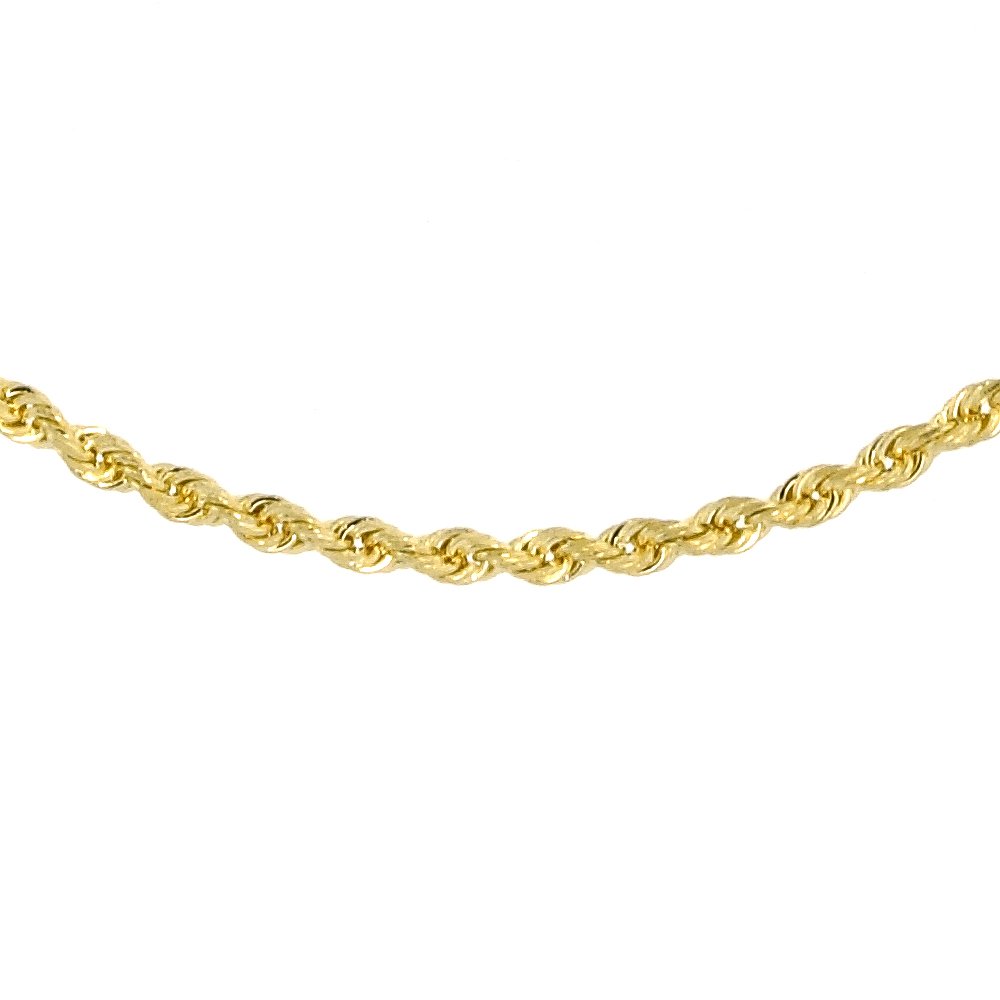 14K Solid Yellow Gold 1.5mm Diamond Cut Rope Chain Necklace & Bracelet Set for Men and Women (7-30 inches) - Perfect for Gifts, Weddings, and Everyday Elegant Wear