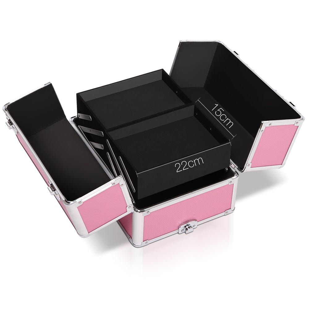 Embellir Professional Makeup Case with Wheels - Large Cosmetic Organizer & Beauty Trolley for Travel, Salon, and Home Storage - Pink Beauty Storage Box for Makeup Artists & Cosmetics Lovers
