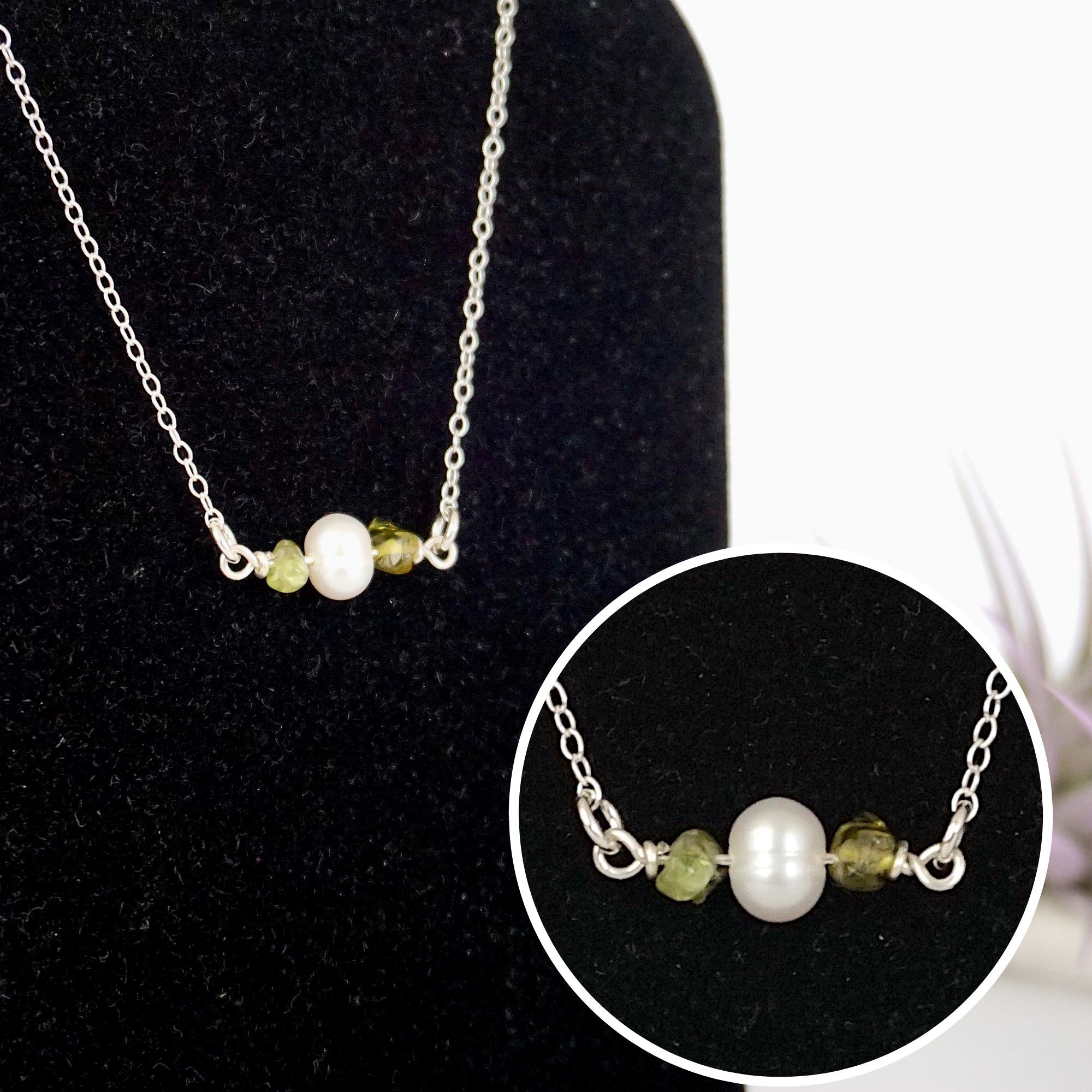Peridot & Pearl Charm Necklace - Elegant Dainty Jewelry for Women | Perfect Gift for Birthday, Anniversary & Special Occasions