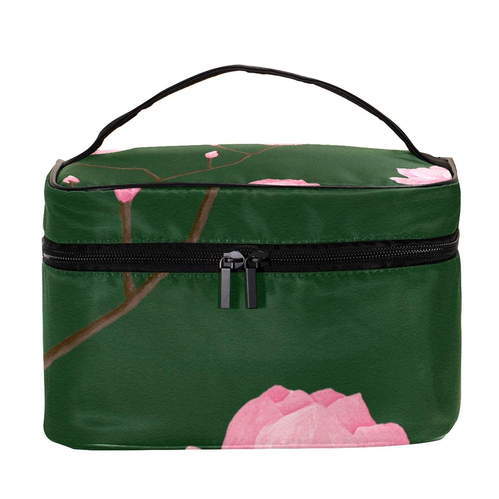 Vintage Pink Roses Floral Pattern Large Travel Makeup Bag - Waterproof Cosmetic Organizer Case with Zipper for Women & Girls - Perfect for Travel, Gym, and Daily Essentials Storage
