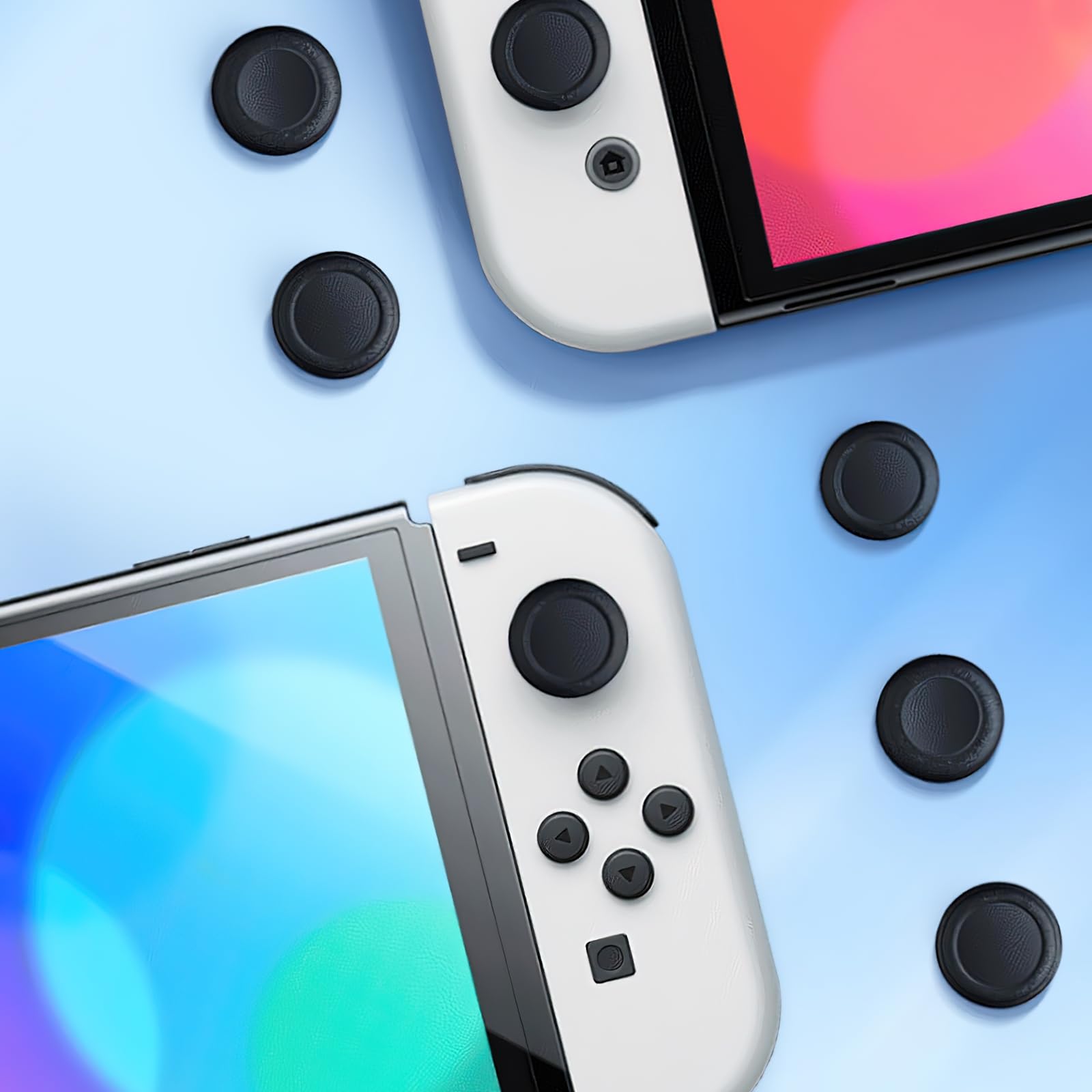 6 Pack Silicone Thumb Grips for Nintendo Switch/Lite/OLED - Ergonomic Joystick Caps for Enhanced Gaming Comfort - Perfect for Switch Controllers, Joy-Cons & Pro Controllers (Black) - Ideal for Long Gaming Sessions & Improved Grip