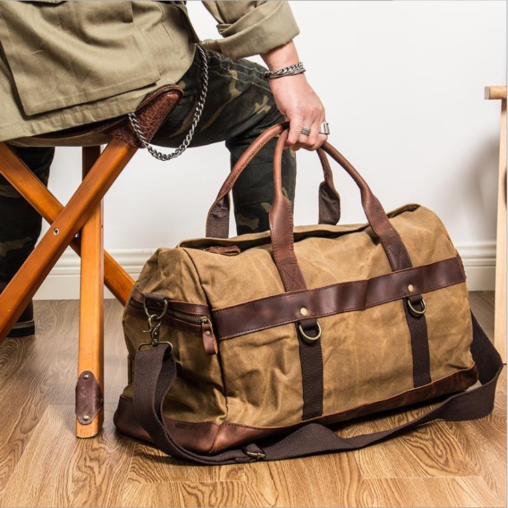 Calvin Waxed Canvas & Genuine Leather Weekender Duffle Bag for Travel, Gym & Weekend Getaways - Stylish Carry-On Luggage for Men & Women