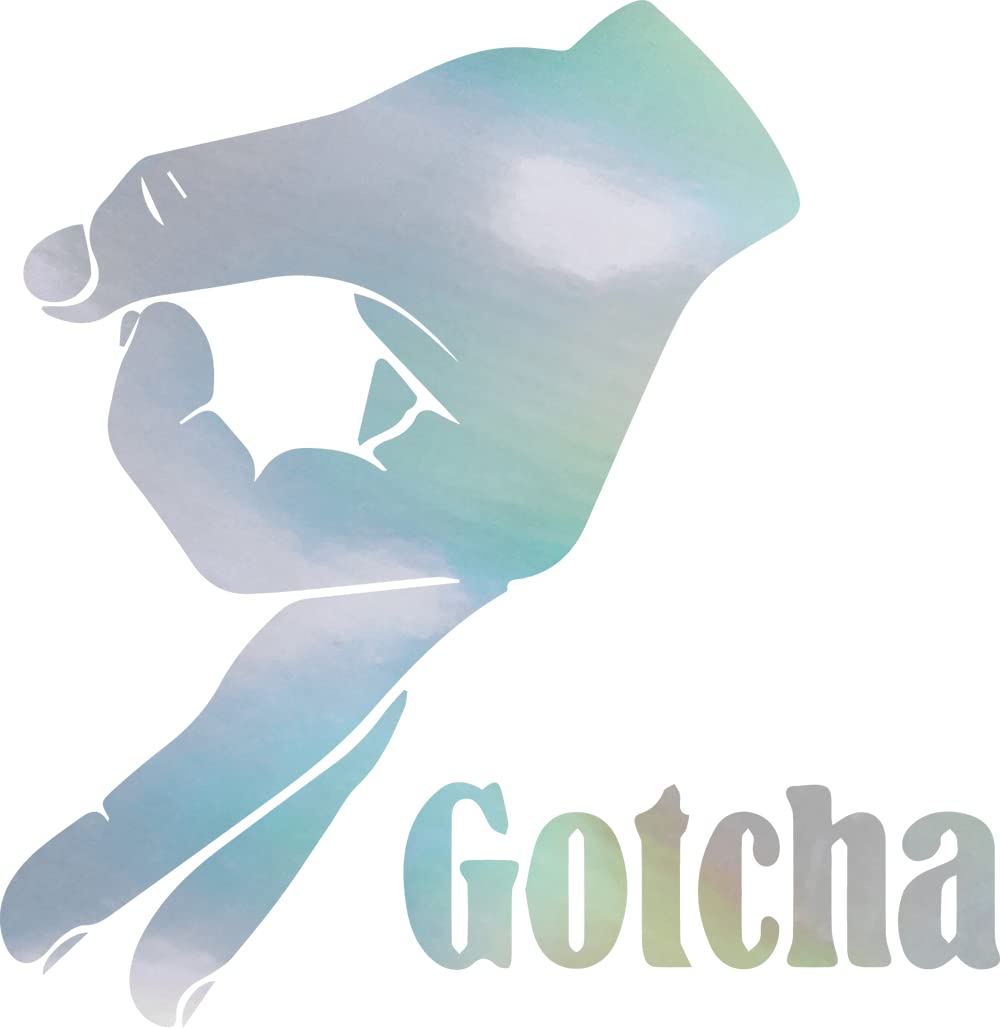 Premium Waterproof Vinyl Decal Stickers - Symbol Gotcha Hand Hologram (Set of 2) for Laptop, Phone, Helmet, Car Window, Bumper, Mug, Cup, Door & Wall - Durable Decorative Stickers for Personalization & DIY Projects