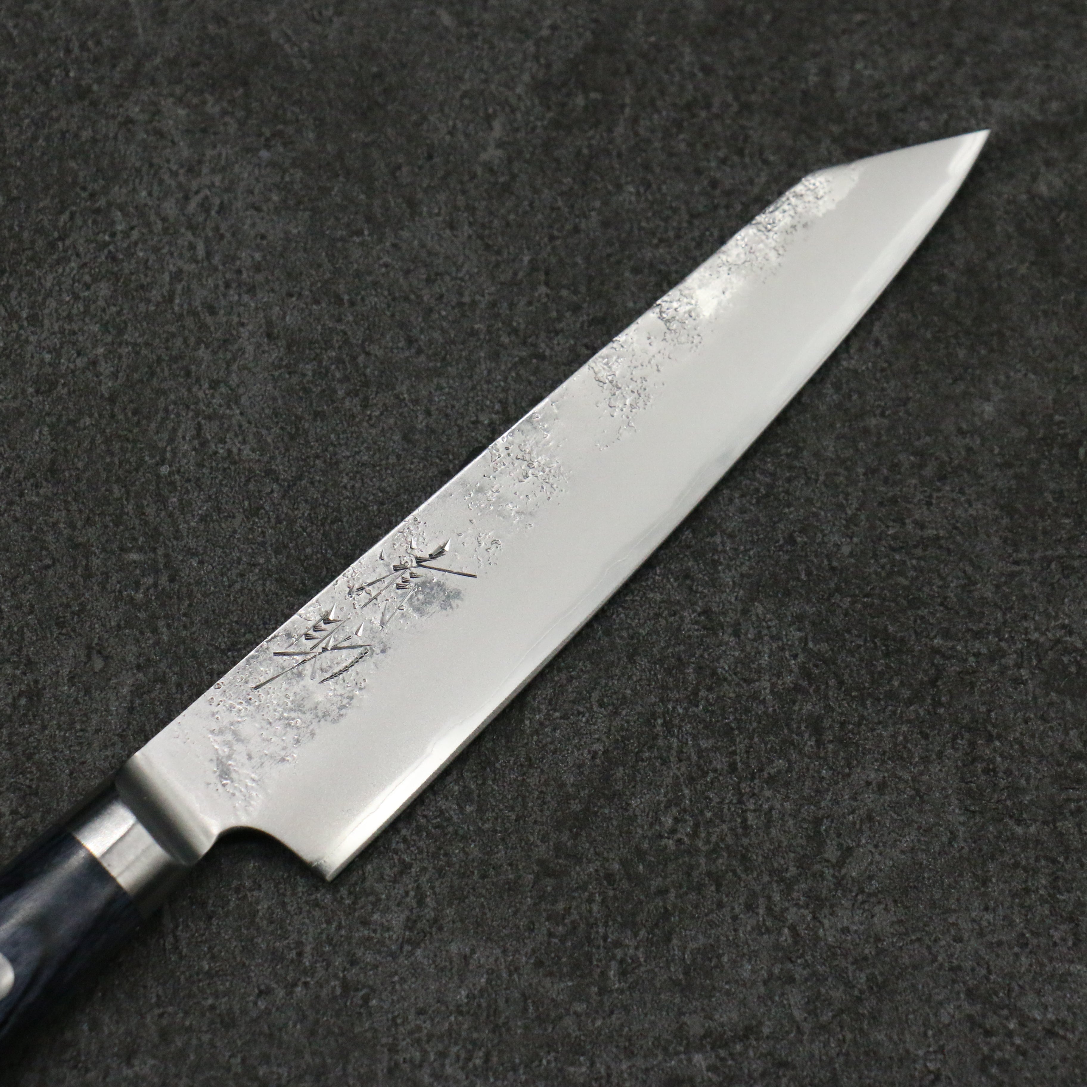 Premium Seisuke Blue Steel No.2 Nashiji Kiritsuke Petty Knife 145mm - Japanese Kitchen Utility Knife with Navy Blue Pakkawood Handle - Perfect for Slicing, Chopping & Precision Cutting in Professional & Home Kitchens