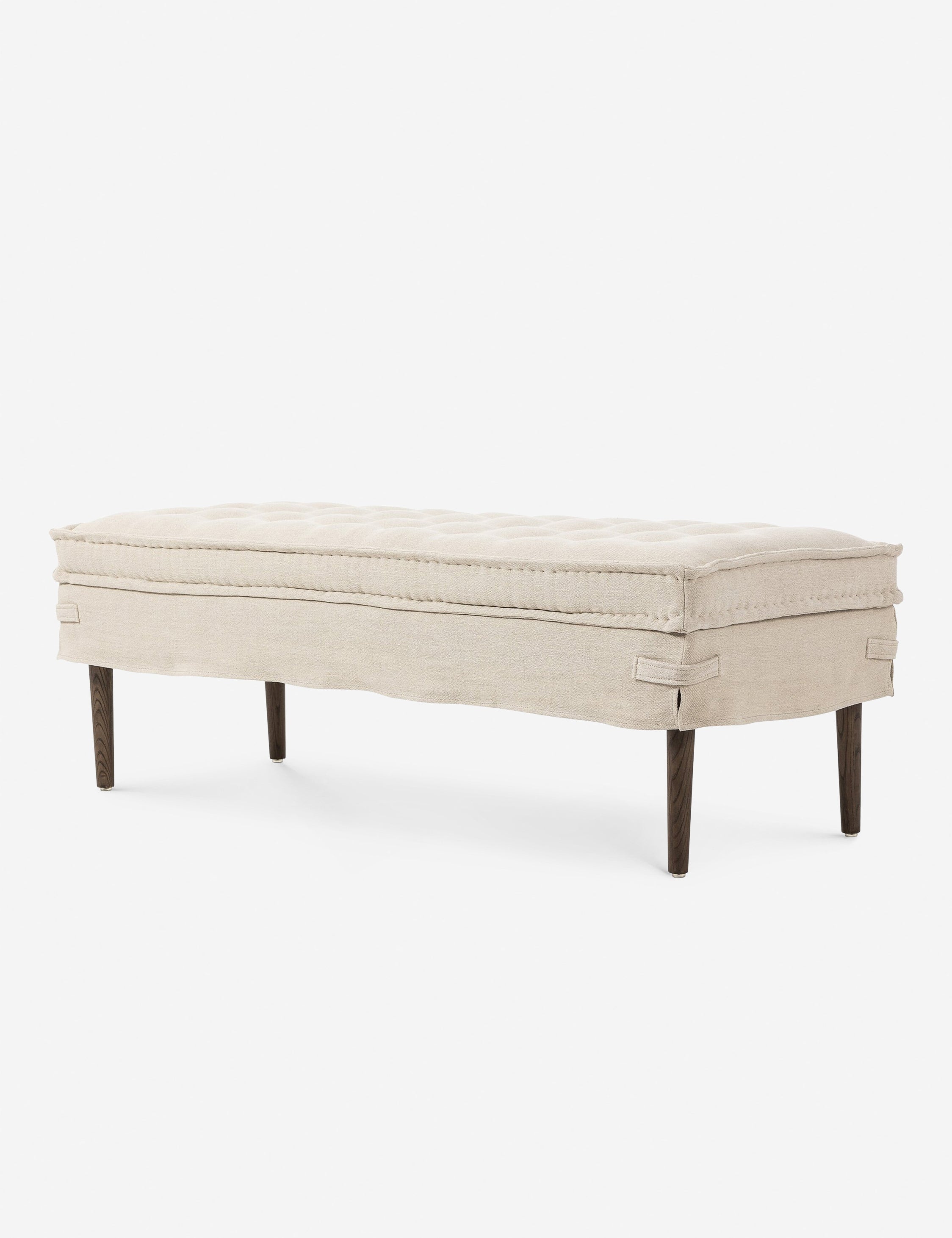 Cole Bench by Amber Lewis x Four Hands - Modern Wooden Entryway Bench with Upholstered Seat - Perfect for Hallway, Living Room & Bedroom Decor