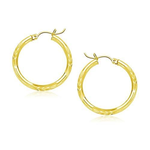 14K Yellow Gold Diamond Cut Hoop Earrings (20mm) - Elegant Dangle Earrings for Women, Perfect for Parties, Weddings & Everyday Wear