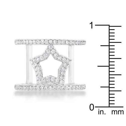 Nailey 0.75ct Cubic Zirconia Rhodium Plated Star Contemporary Ring for Women - Elegant Fashion Jewelry Gift for Anniversary, Birthday & Special Occasions