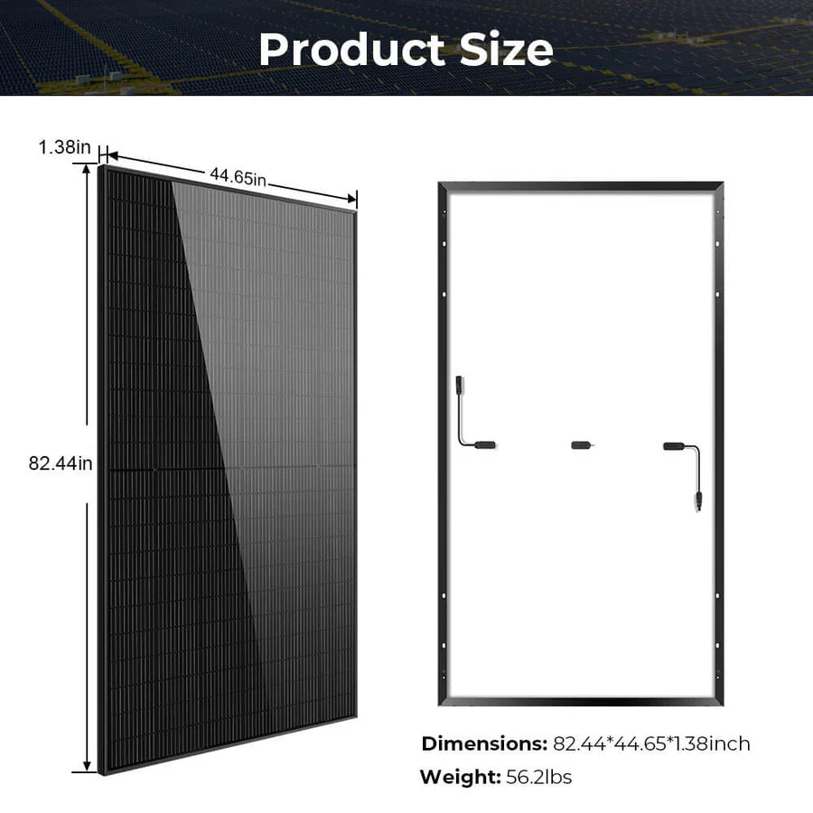 500W Mono Black PERC Solar Panel - UL 61730 Certified - High Efficiency Solar Module for Home, RV & Off-Grid Power Systems
