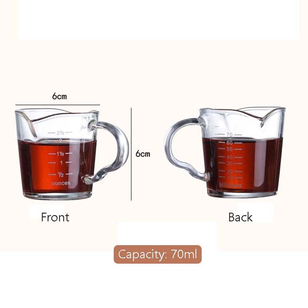 Heat-Resistant Glass Measuring Cup with Scale - 16oz Double Spout Coffee & Milk Jigger for Barista, Baking & Cocktail Mixing - Perfect for Kitchen, Home Brewing & Professional Use