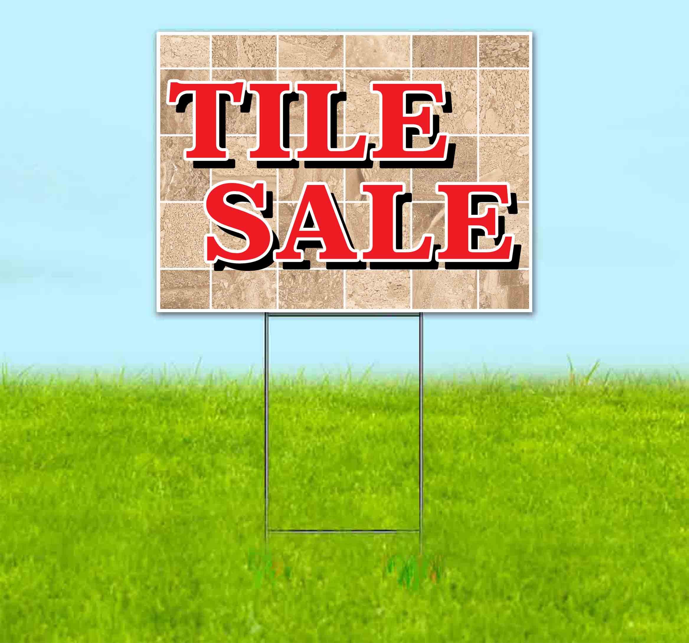 18x24 Inch Tile Clearance Yard Sign with Metal Step Stake - Bulk Discounts & Multi-Packs | Durable Outdoor Advertising Sign for Businesses, Events & Sales | Made in USA