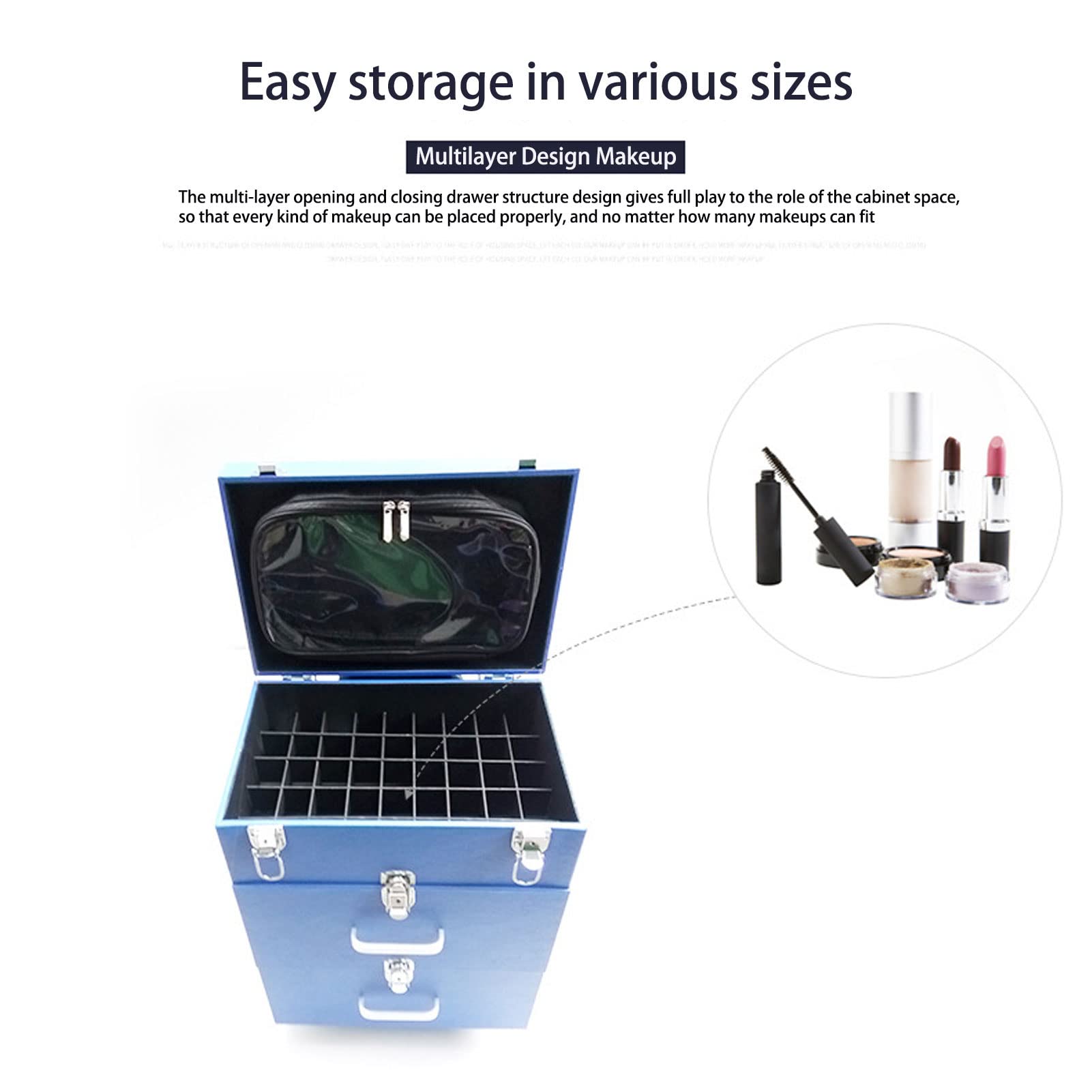Portable Rolling Makeup Case with Lock - Large Wheeled Vanity Organizer for Travel & Professional Use | Beauty Studio Storage & Travel Cosmetic Case for Makeup Artists & On-the-Go Touchups