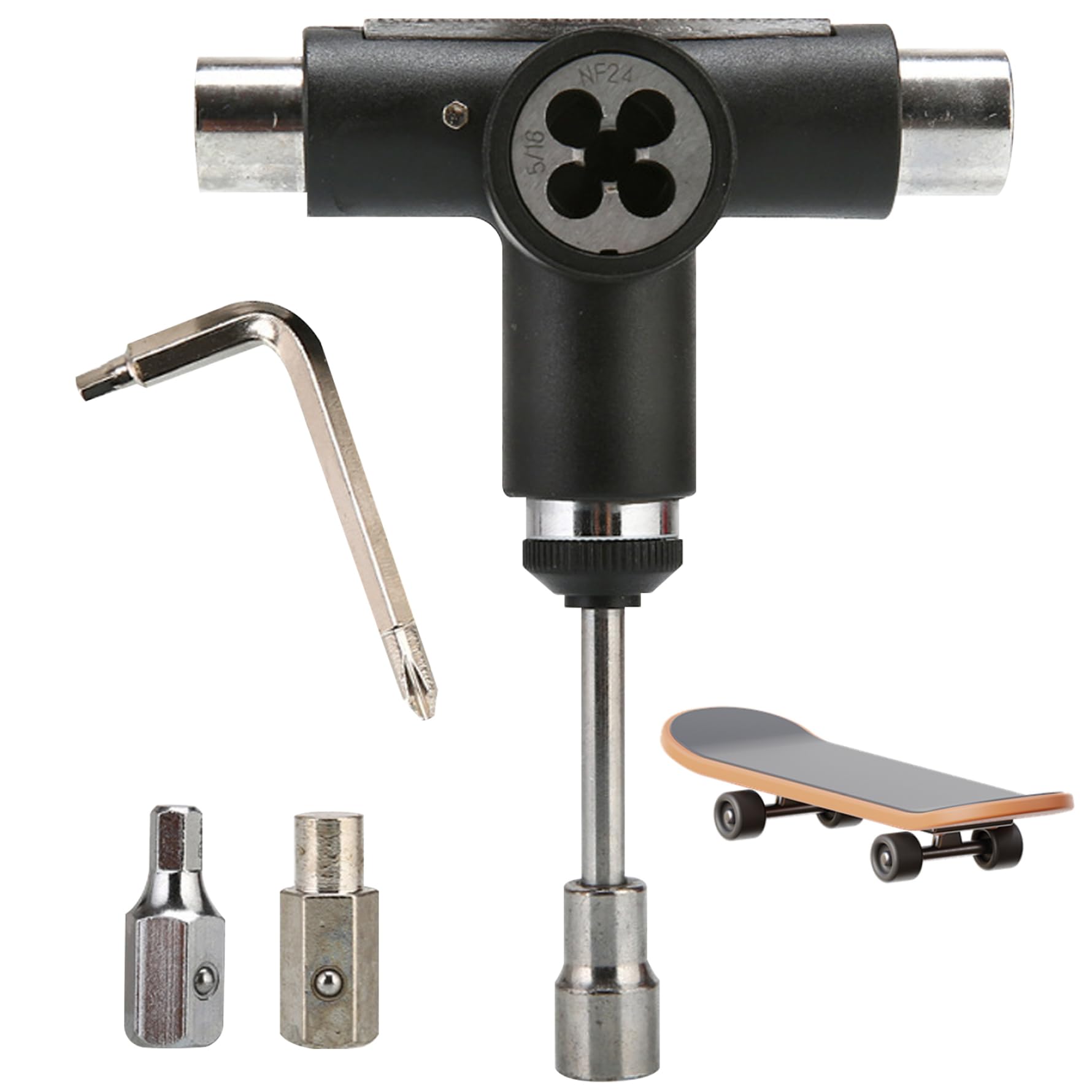 All-in-One T-Shaped Skateboard Tool with Allen Wrench - Portable Multifunctional Skateboard, Scooter, Bike & Roller Skate Repair Tool | Perfect for On-the-Go Maintenance & DIY Fixes