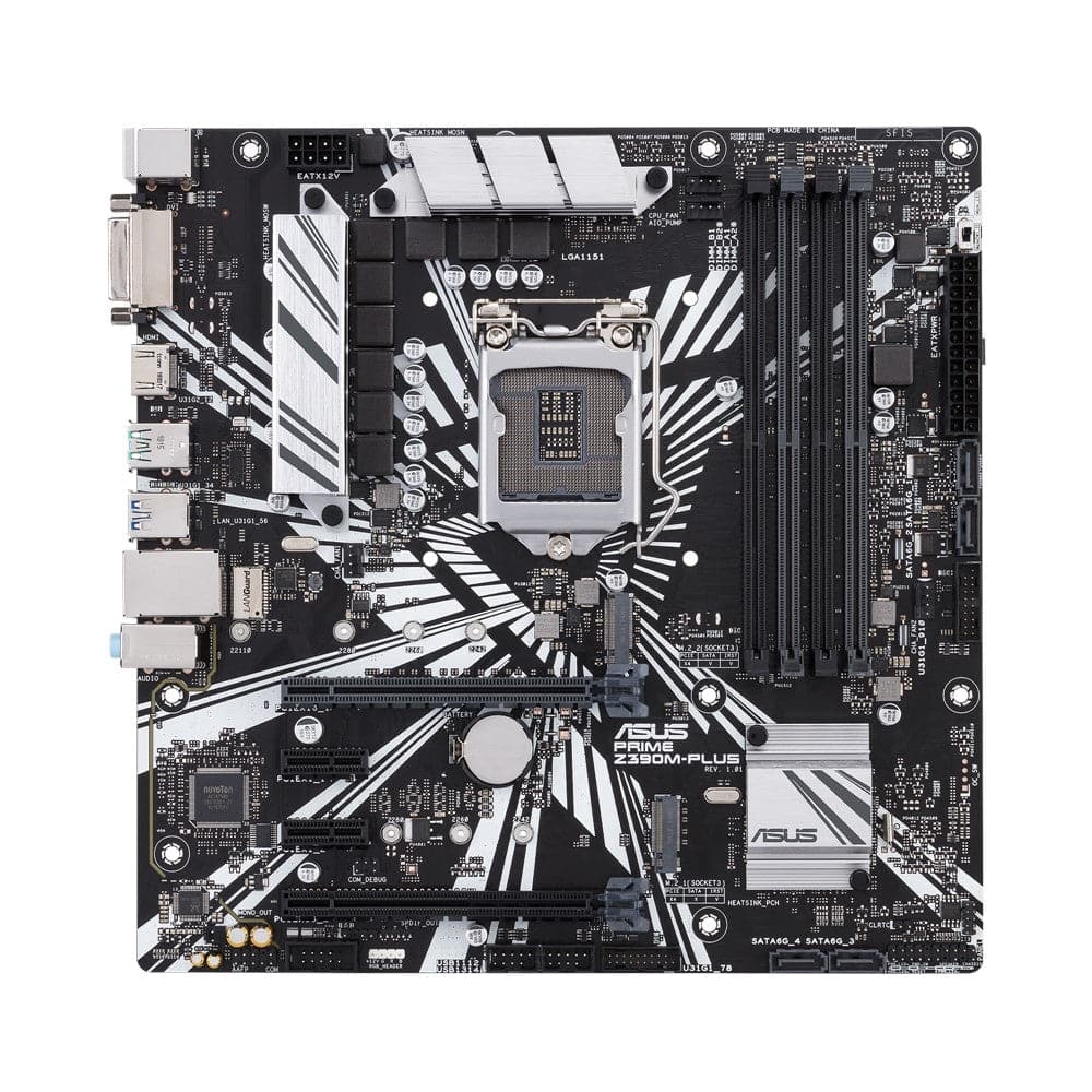 ASUS PRIME Z390M PLUS LGA 1151 Micro ATX Motherboard - Intel Z390 Chipset, DDR4 Support, Dual M.2, USB 3.1 Gen2 - Perfect for Gaming PC Builds and Home Office Workstations
