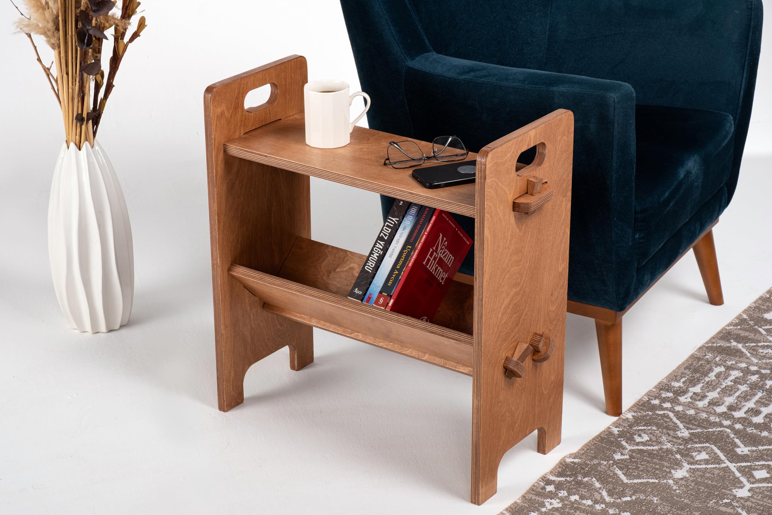 Rustic Narrow Side Table with Lower Shelf - Slim End Table for Small Spaces, Perfect for Couch, Bedside, Living Room & Bedroom | Space-Saving Furniture for Apartments & Cozy Homes