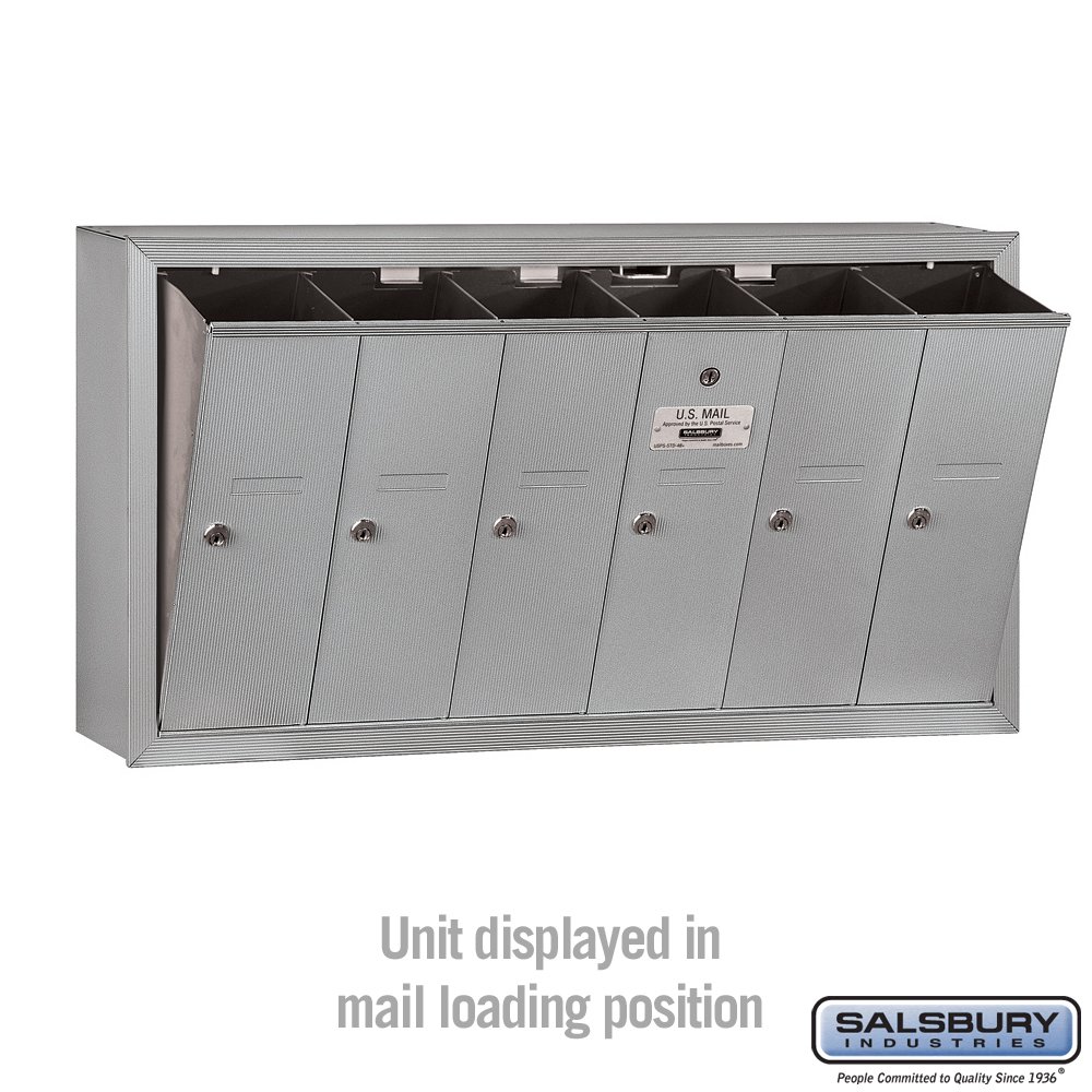 3506ASU Vertical Mailbox with 6 Doors - USPS Approved Aluminum Surface Mount Mailbox for Apartment Buildings & Multi-Family Homes - Secure Mail Collection Solution