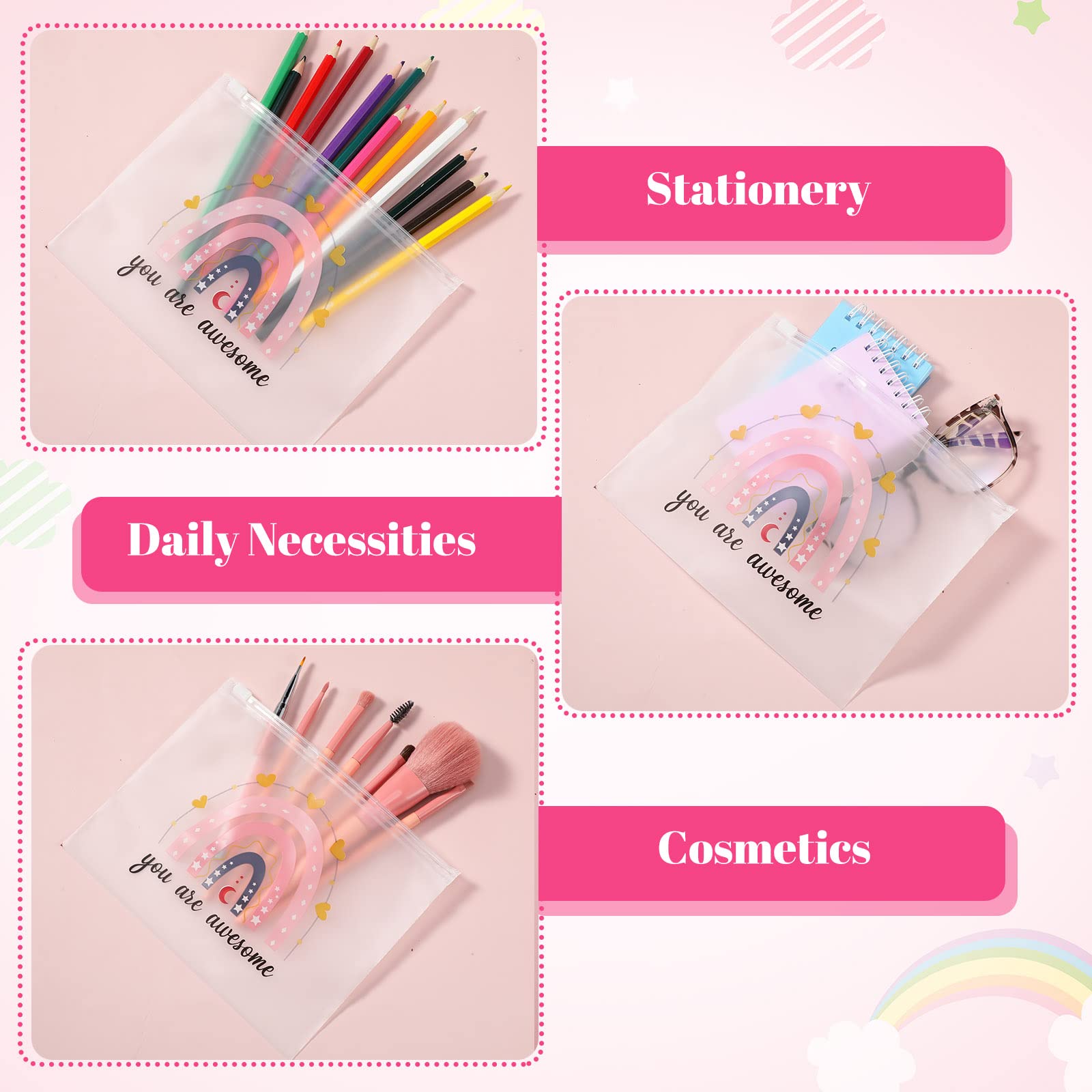 50 Pcs Inspirational Cosmetic Bags for Women - EVA Zippered Makeup Pouches Bulk Set, Motivational Gifts for Birthday, Graduation, Christian Easter & Encouragement (Boho Awesome) - Perfect for Travel, Gym & Daily Organizer