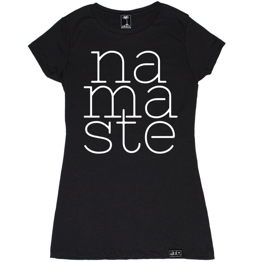FTD Apparel Women's Namaste 2 Black & White Yoga T-Shirt - Comfortable Cotton Tee for Yoga, Meditation & Casual Wear