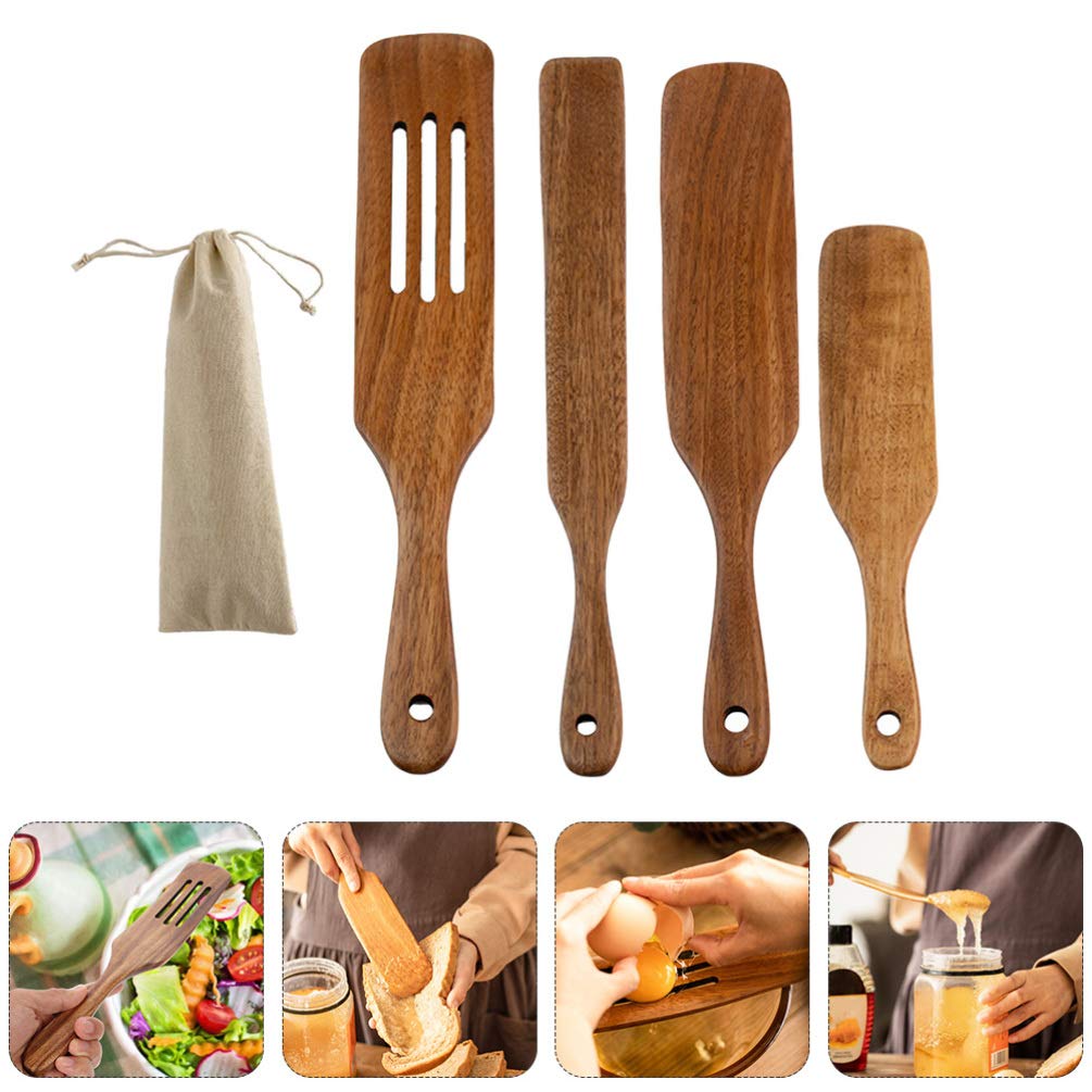 Wooden Spatula Set - 5pcs Heat-Resistant Cookware for Non-Stick Cooking & Baking