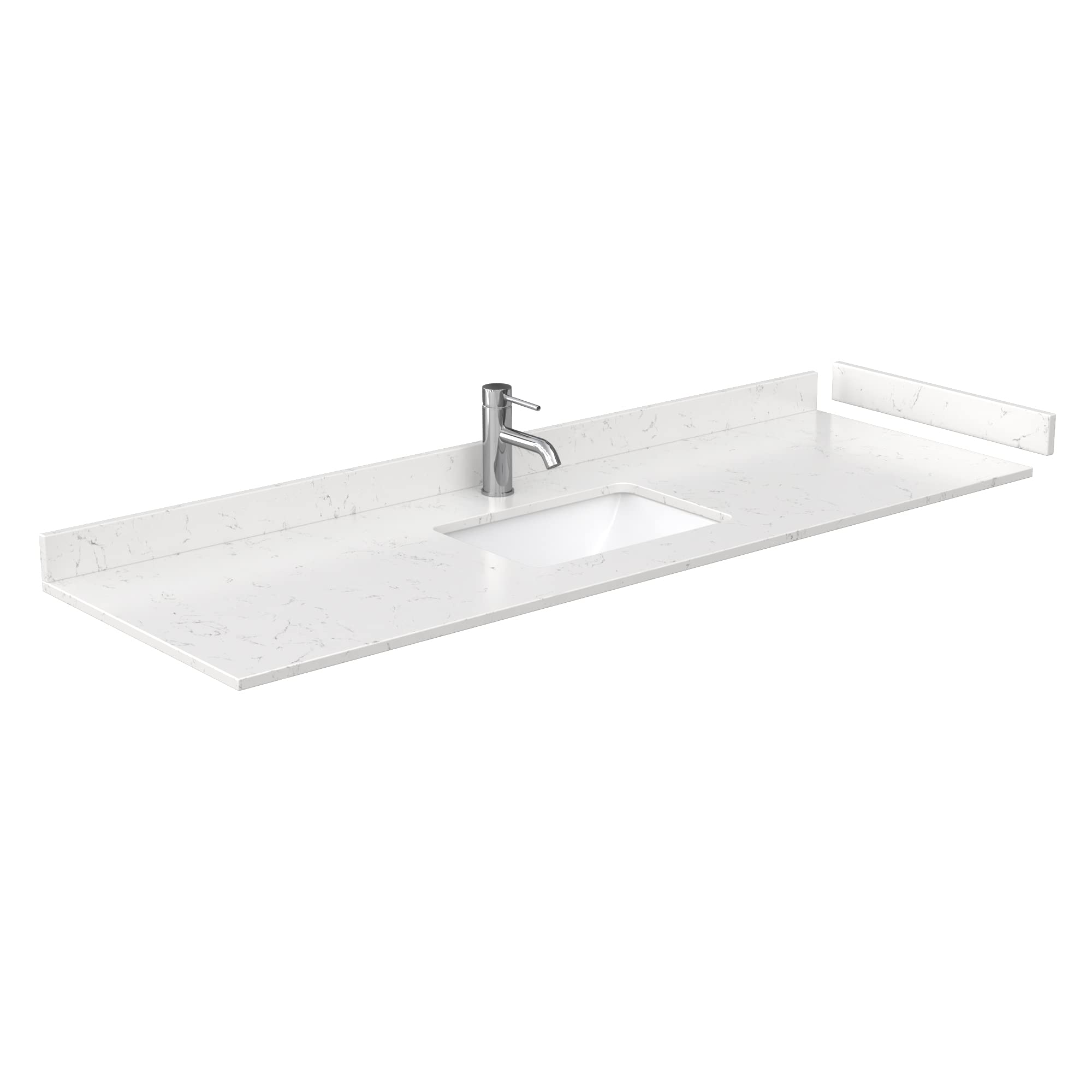 Wyndham Collection Miranda 66 Inch White Bathroom Vanity with Light-Vein Carrara Cultured Marble Countertop, Undermount Square Sink & Brushed Gold Trim – Perfect for Modern Master Bathrooms and Powder Rooms
