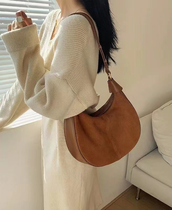 Stylish Semi-Circle Soft Leather Tote Bag for Women - Lightweight & Durable Handbag for Work, Travel & Everyday Use