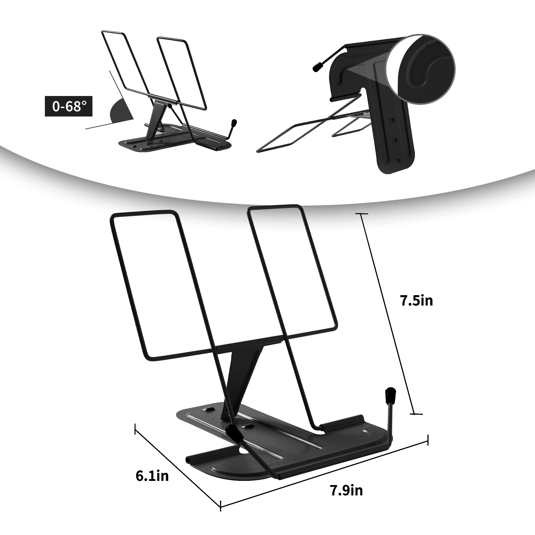 Adjustable Metal Book Holder Stand - Hands-Free Reading for Cookbooks, Textbooks & Office Use - Perfect for Kitchen, Study & Desk Organization