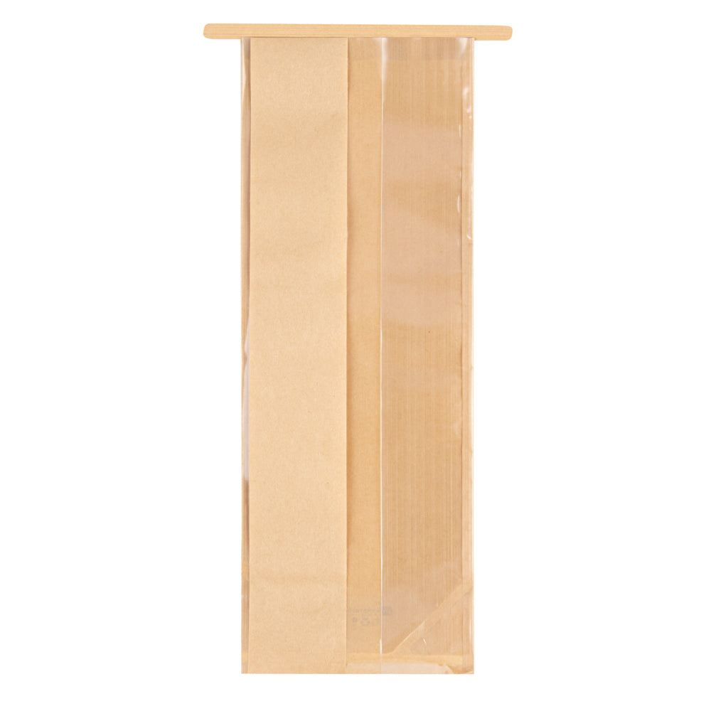 Premium Kraft Paper Bakery Bags with Window & Tin Tie Closure - 4.75