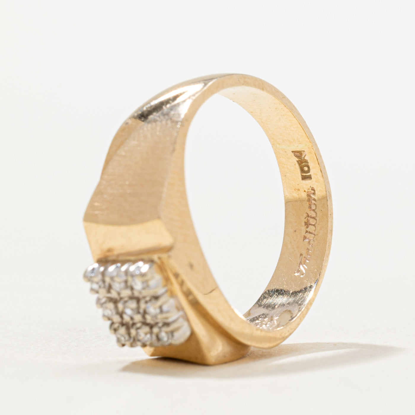 0.05ctw Diamond Grid Tapered Ring - Size 7 | Elegant Stackable Band for Women | Perfect for Engagement, Wedding, Anniversary & Everyday Wear