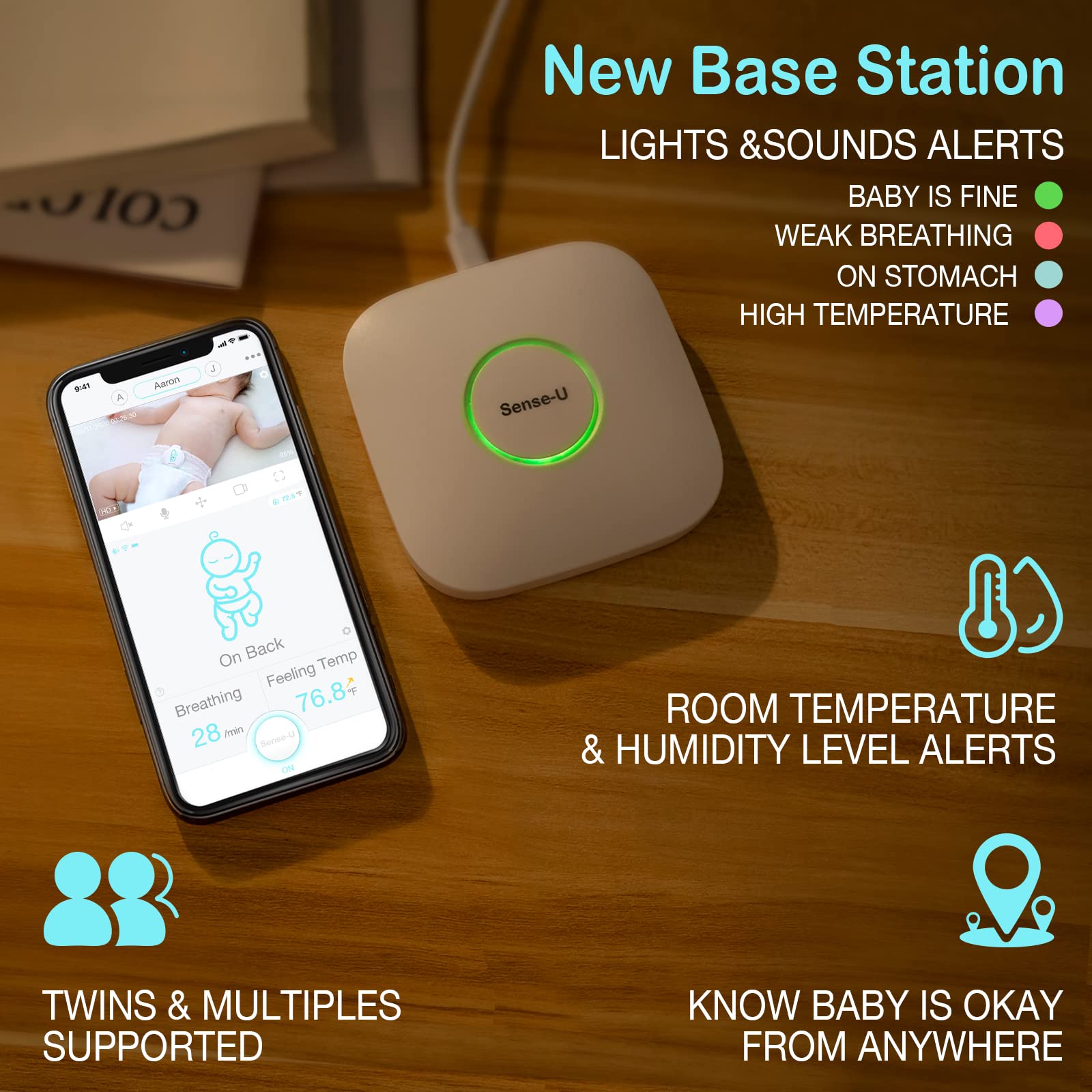 Sense-U Base Station (2.4 GHz) - Wireless Baby Monitor Hub for Sense-U Baby Monitors, Remote Sleep Monitoring from Anywhere (Baby Monitor Not Included) | Perfect for Nursery, Travel & Peace of Mind