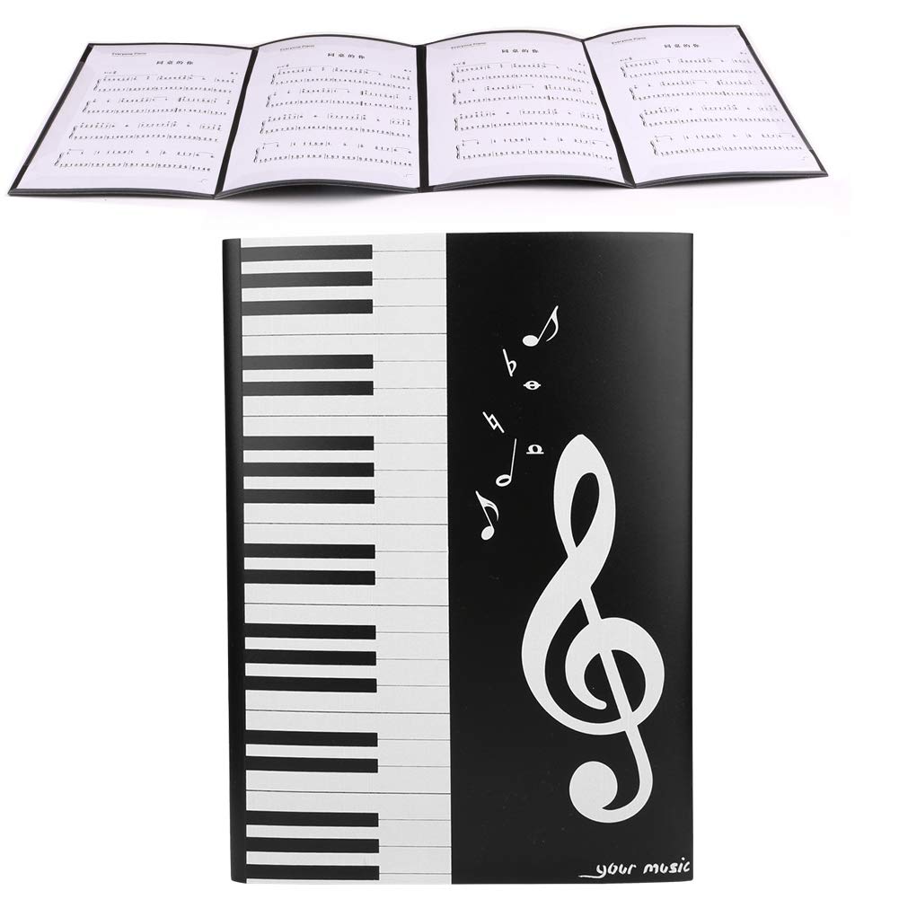 Sugoyi Black 4-Page Music Score Folder - Lightweight Sheet Music Binder for Musicians & Students - Perfect for Daily Archiving, Band Practice & Music Lessons