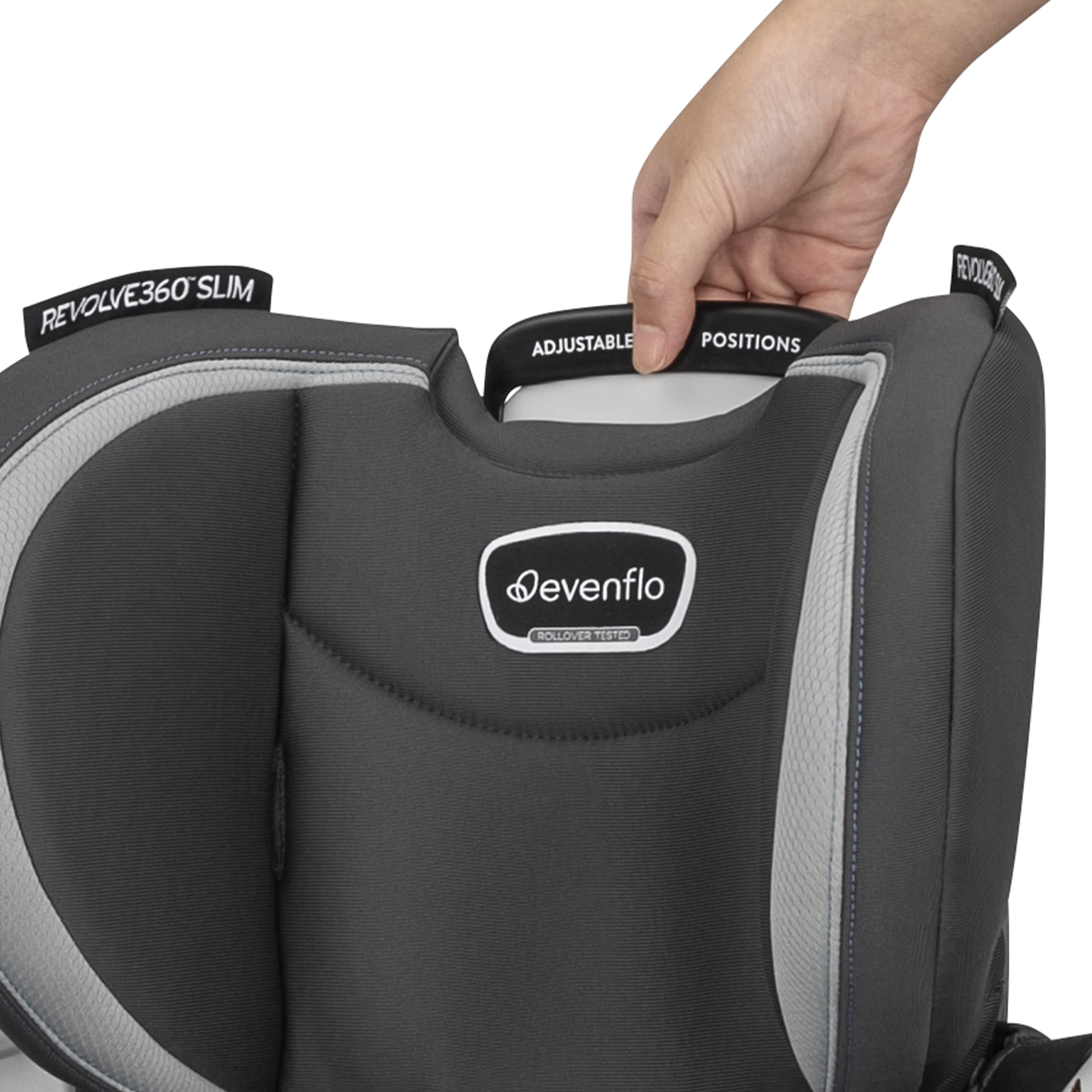 Evenflo Revolve360 Slim 2-in-1 Rotating Convertible Car Seat with Quick Clean Cover (Stow Blue) | Safe for Newborns to Toddlers | Easy Installation for SUVs & Minivans | Perfect for Road Trips & Daily Commutes