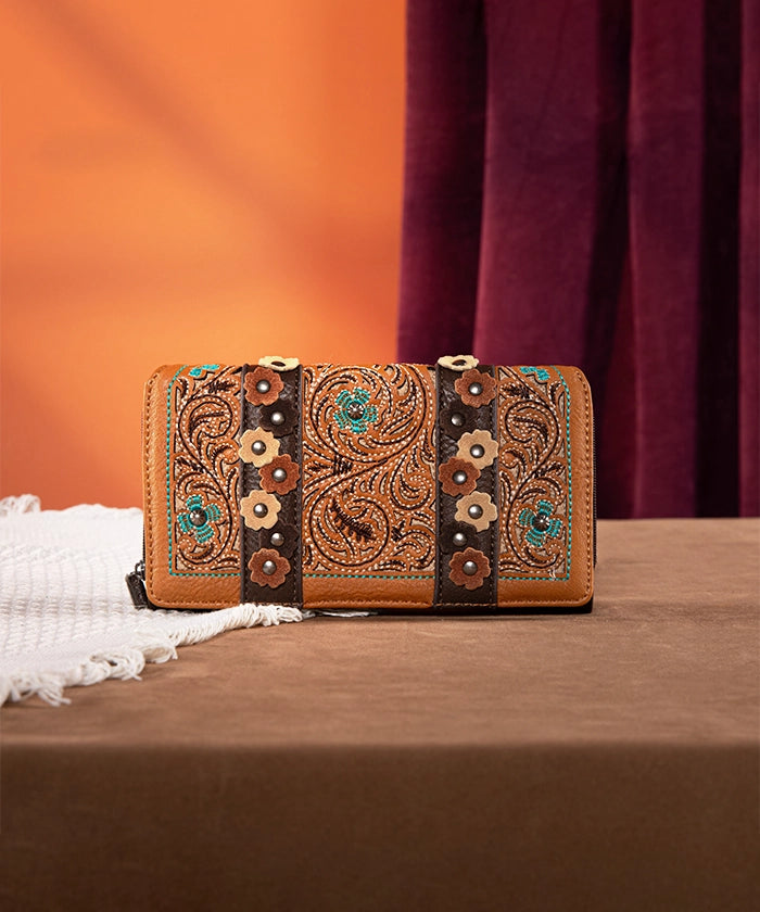 Montana West Embroidered Floral Cut Out Boston Bag Set - Stylish Leather Shoulder Purse for Women, Perfect for Work, Travel & Everyday Use