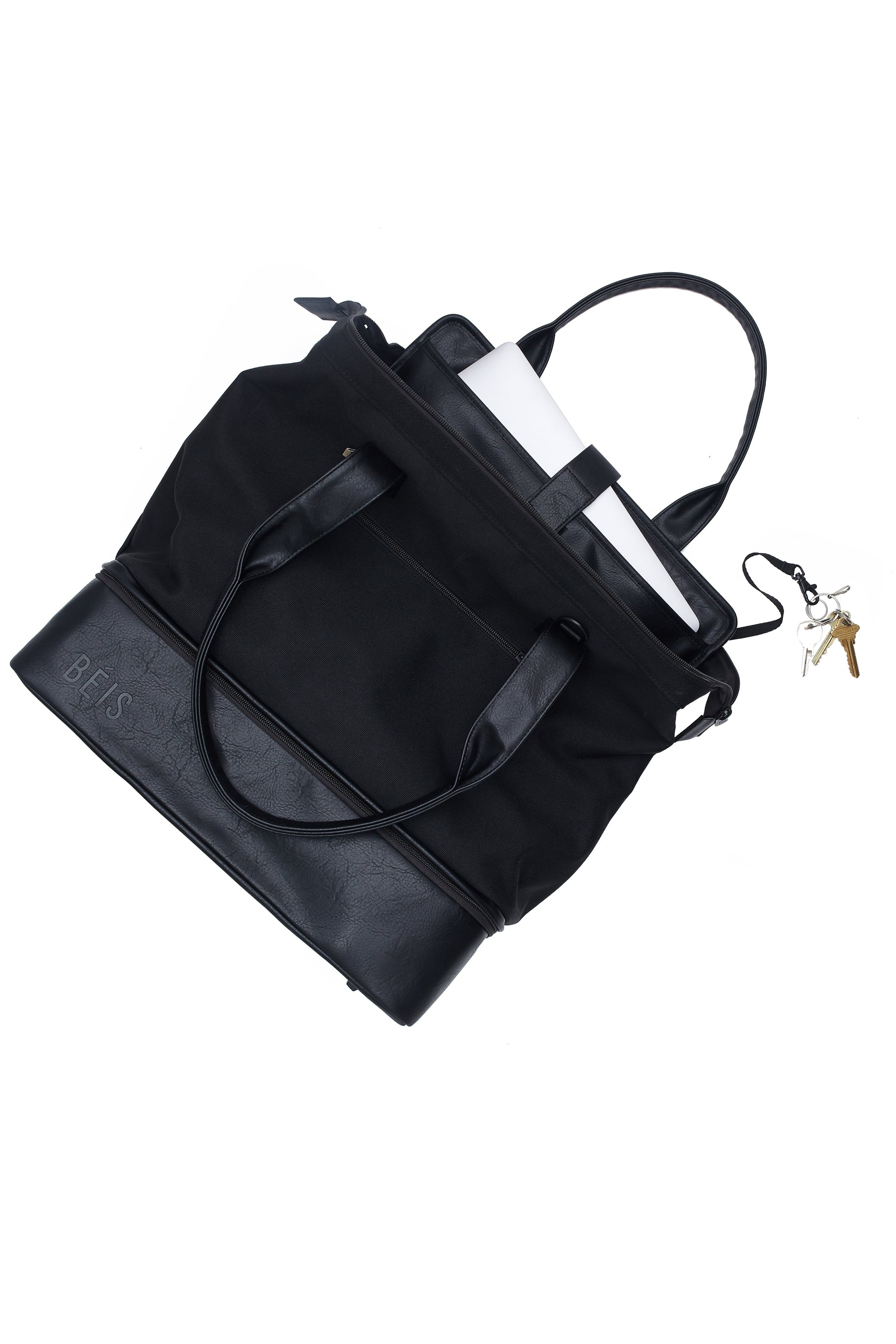 Black Convertible Weekender Bag - Stylish & Spacious Travel Duffel for Weekend Trips, Gym, and Business Travel