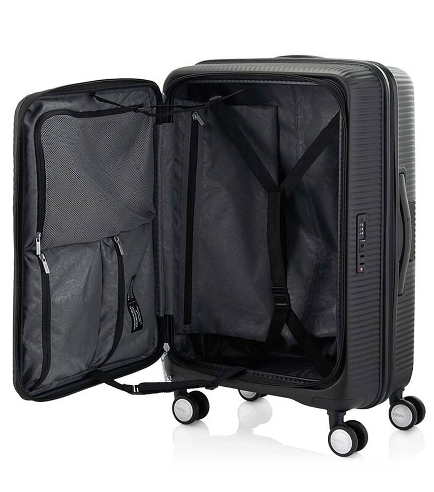 American Tourister 68cm Curio Book Opening Black Luggage - Perfect for Business Travel & Weekend Getaways