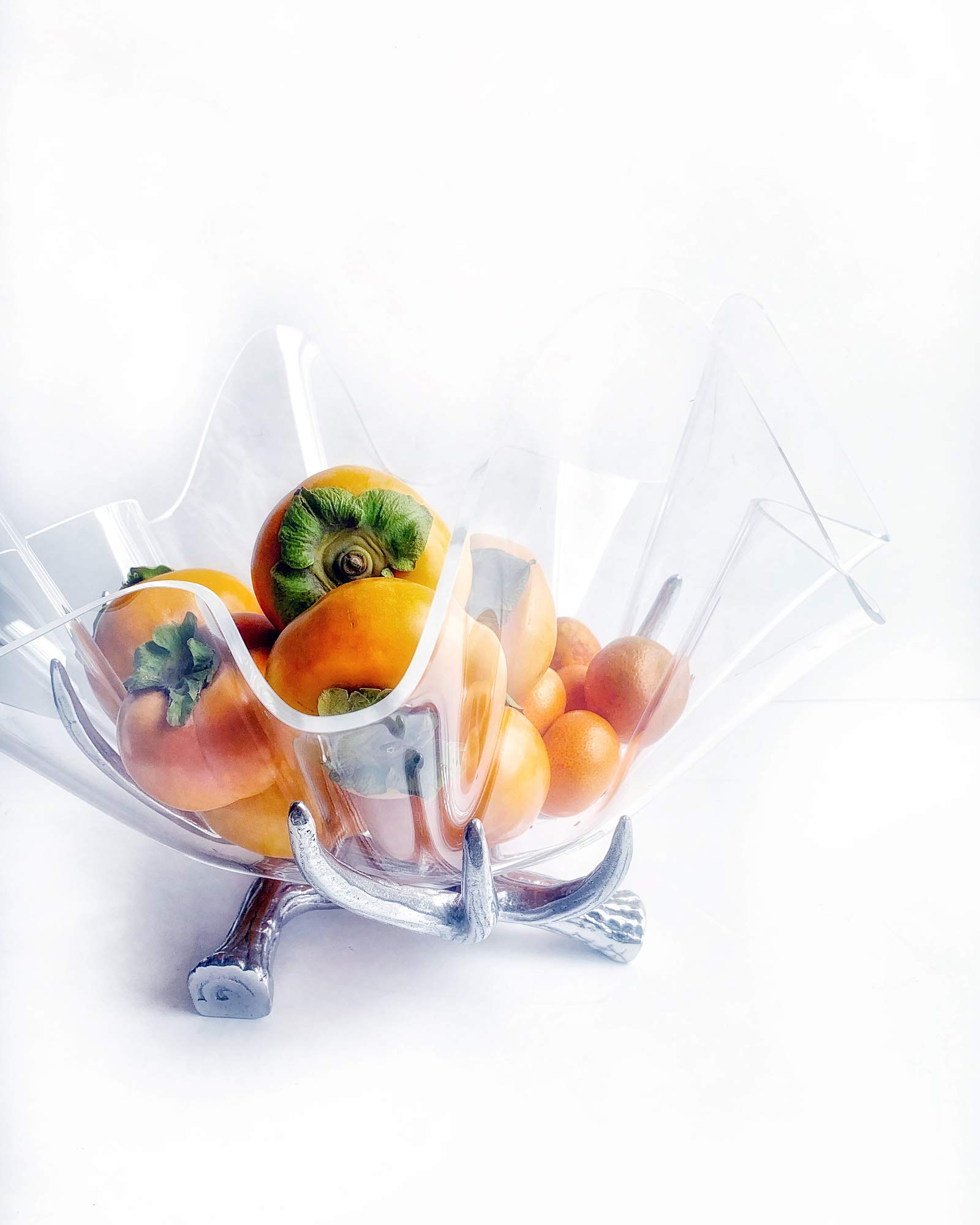 Arthur Court Designs Aluminum Antler-Style Serving Stand with 14-Inch Acrylic Bowl - 12.5